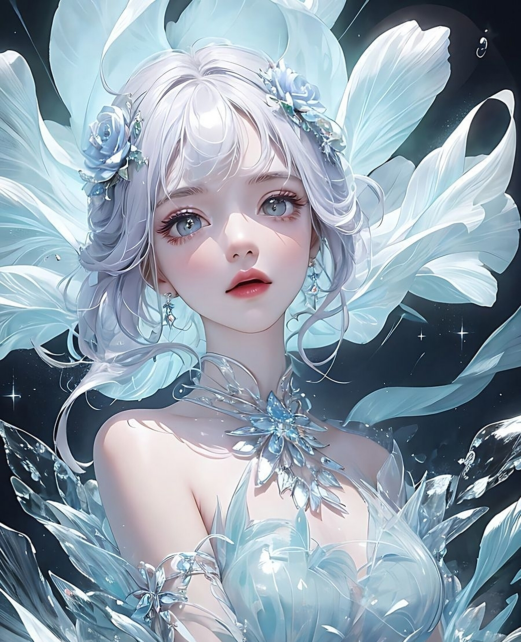 今天的冰系女神没有诗词搭配,评论区能否帮我想个文案?