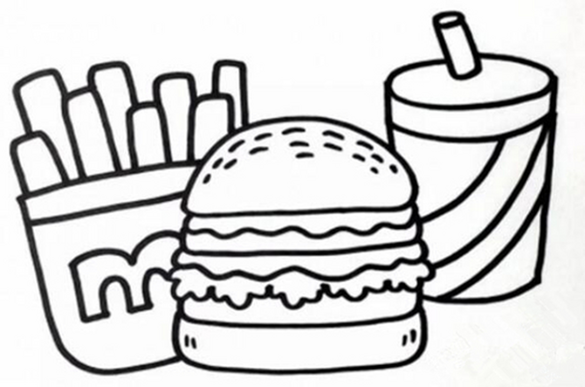 薯条可乐汉堡简笔画图片