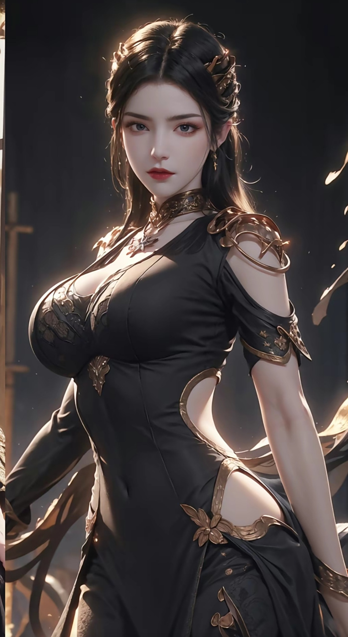 斗破苍穹美杜莎女王黑色长裙(ai绘画) #金秋图文动态创作节# #斗破