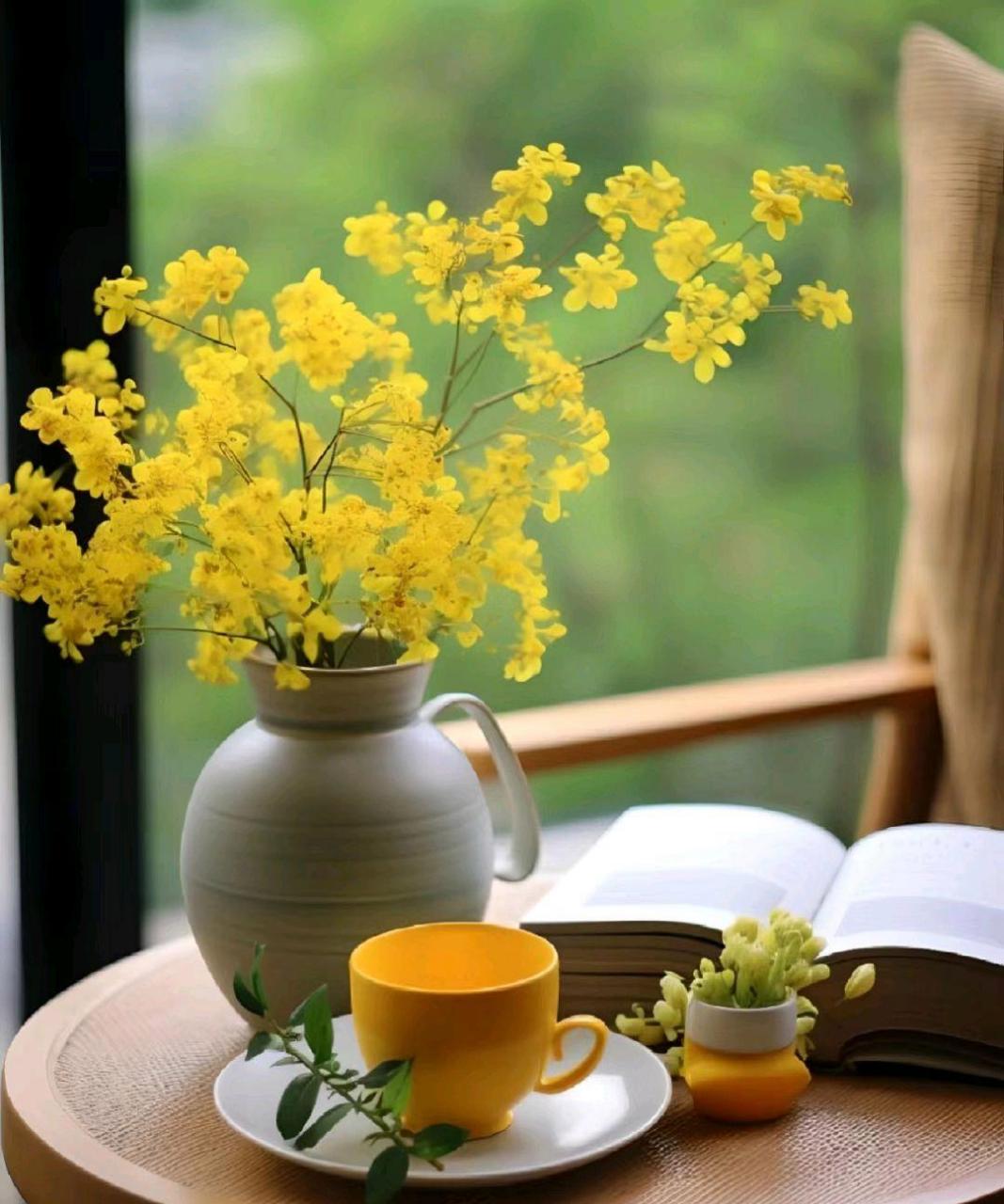 简易插花:黄色的野花很温馨