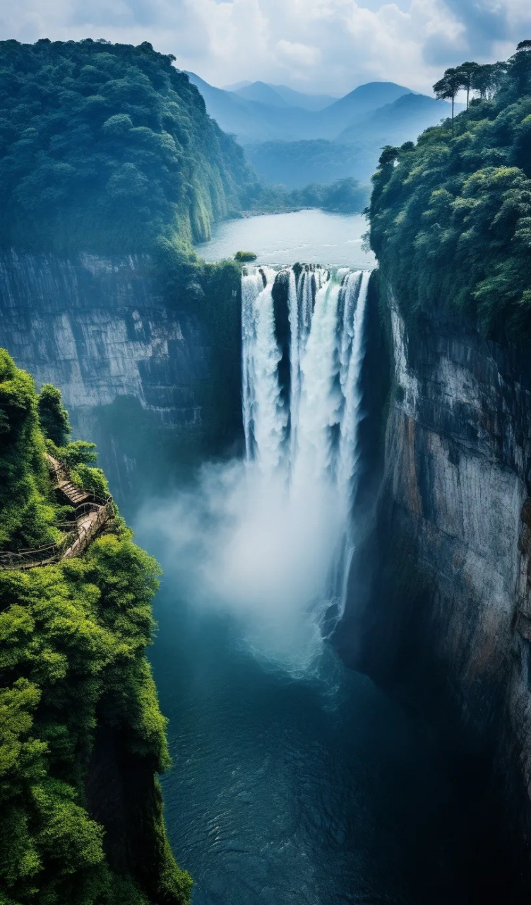 高山流水,壯观瀑布!美景!