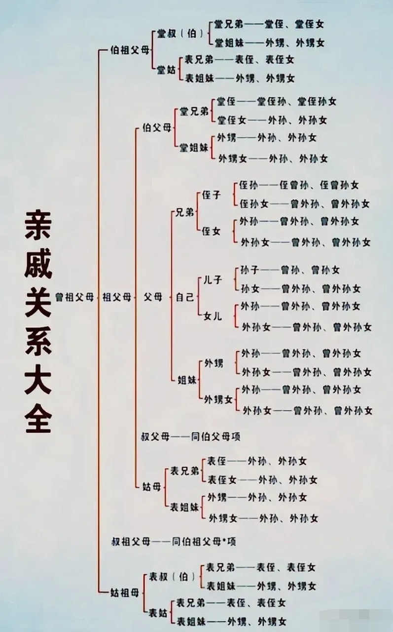 终于有人将亲戚关系大全说明白了,不同长辈之间的称呼全都一清二楚,让