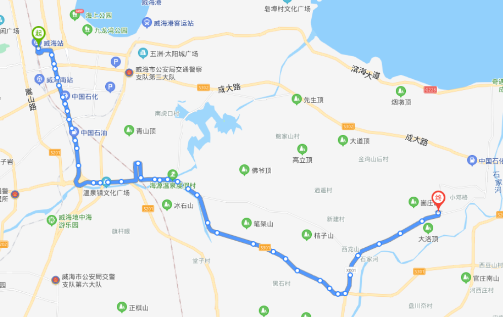 山東威海火車站途經公交車路線乘坐點及其運行時間