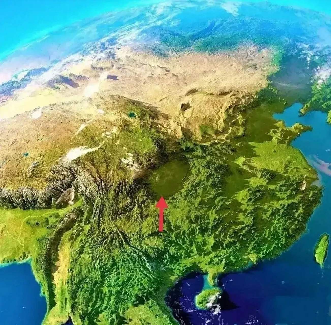 3d版中国地形图  四川盆地有没有可能是陨石撞击形成,那颗陨石爆炸后