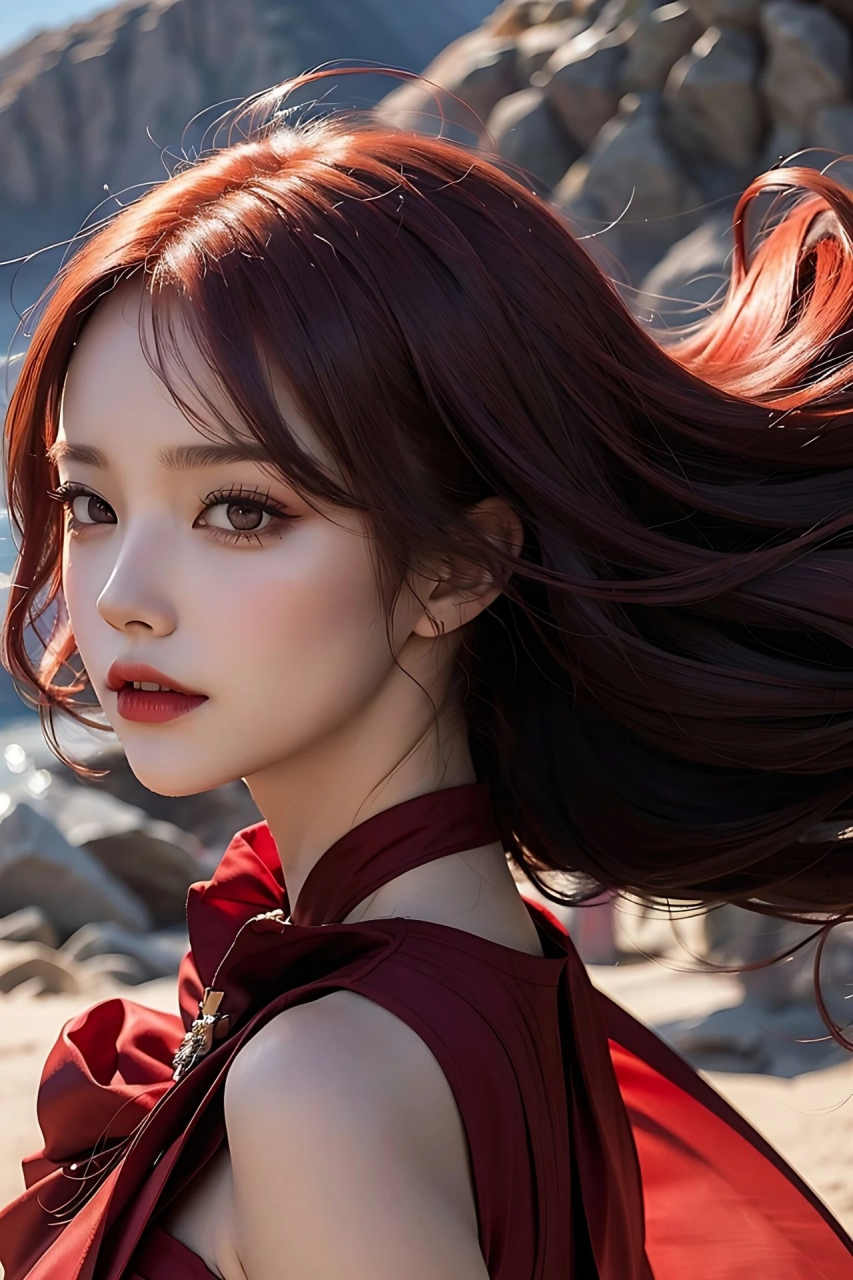 ai绘画|烈焰红唇,妩媚与英气并存的大美人