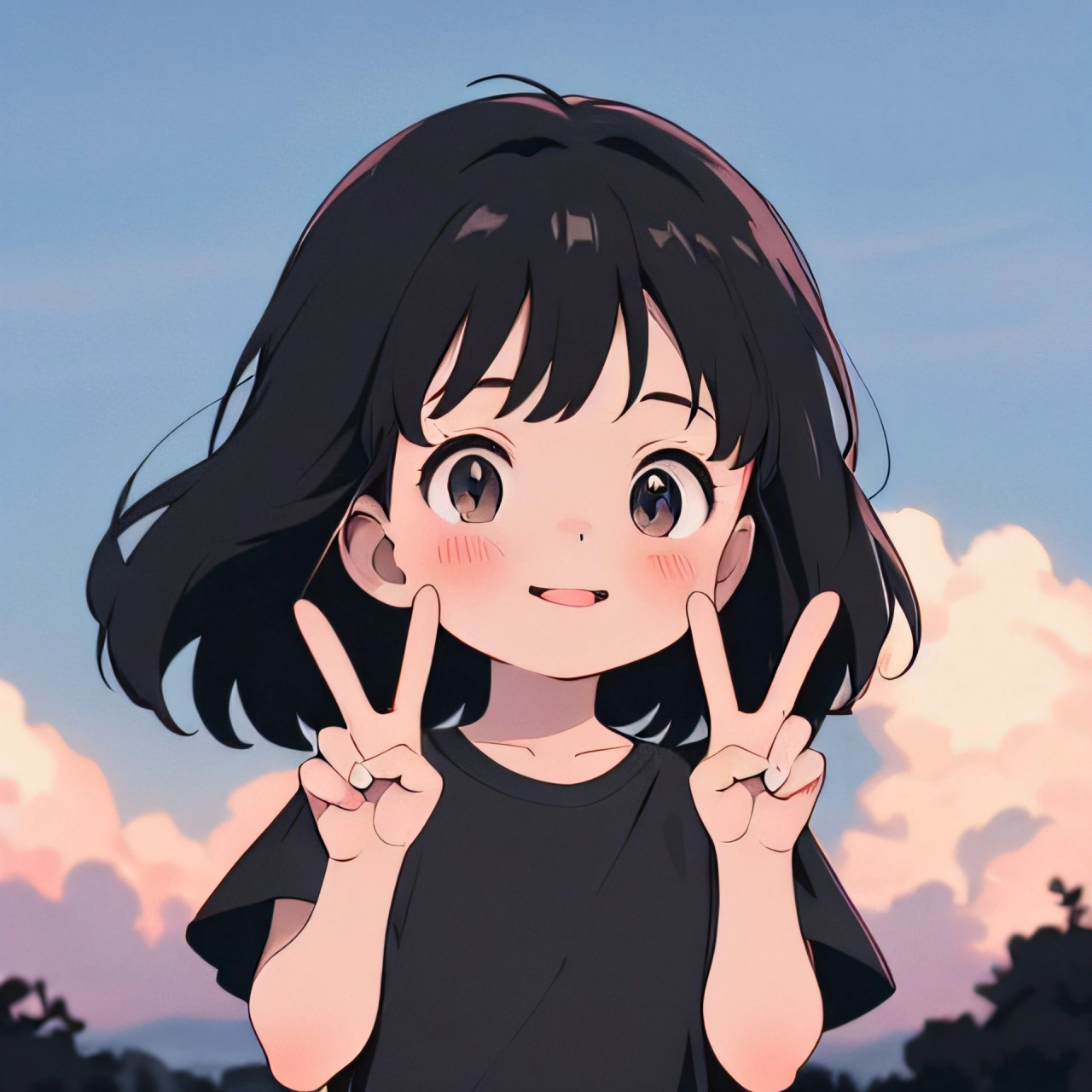 一起给生活比耶,好运紧跟着来[嘻嘻]#头像# #漫画# #ai共创计划