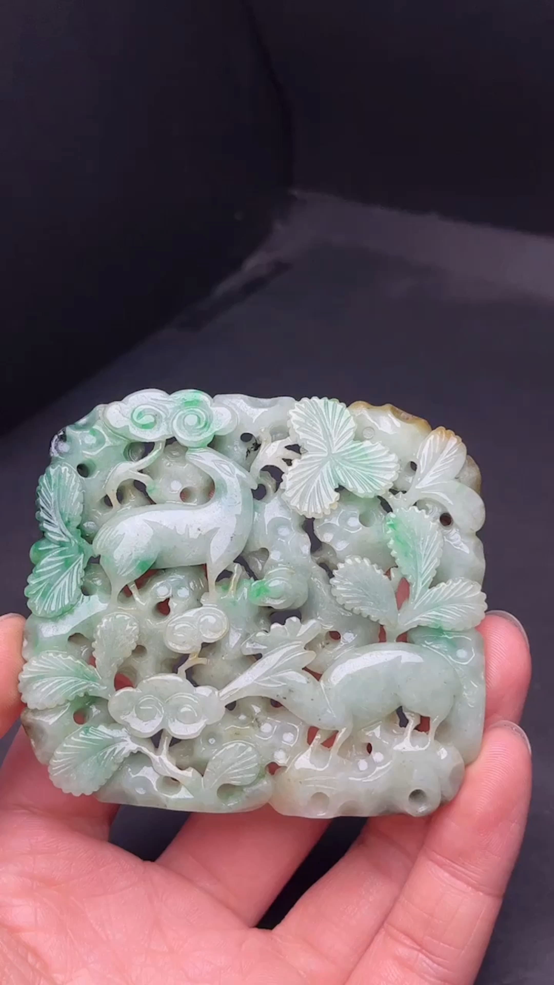 古玉老玉清代翡翠镂空玉佩