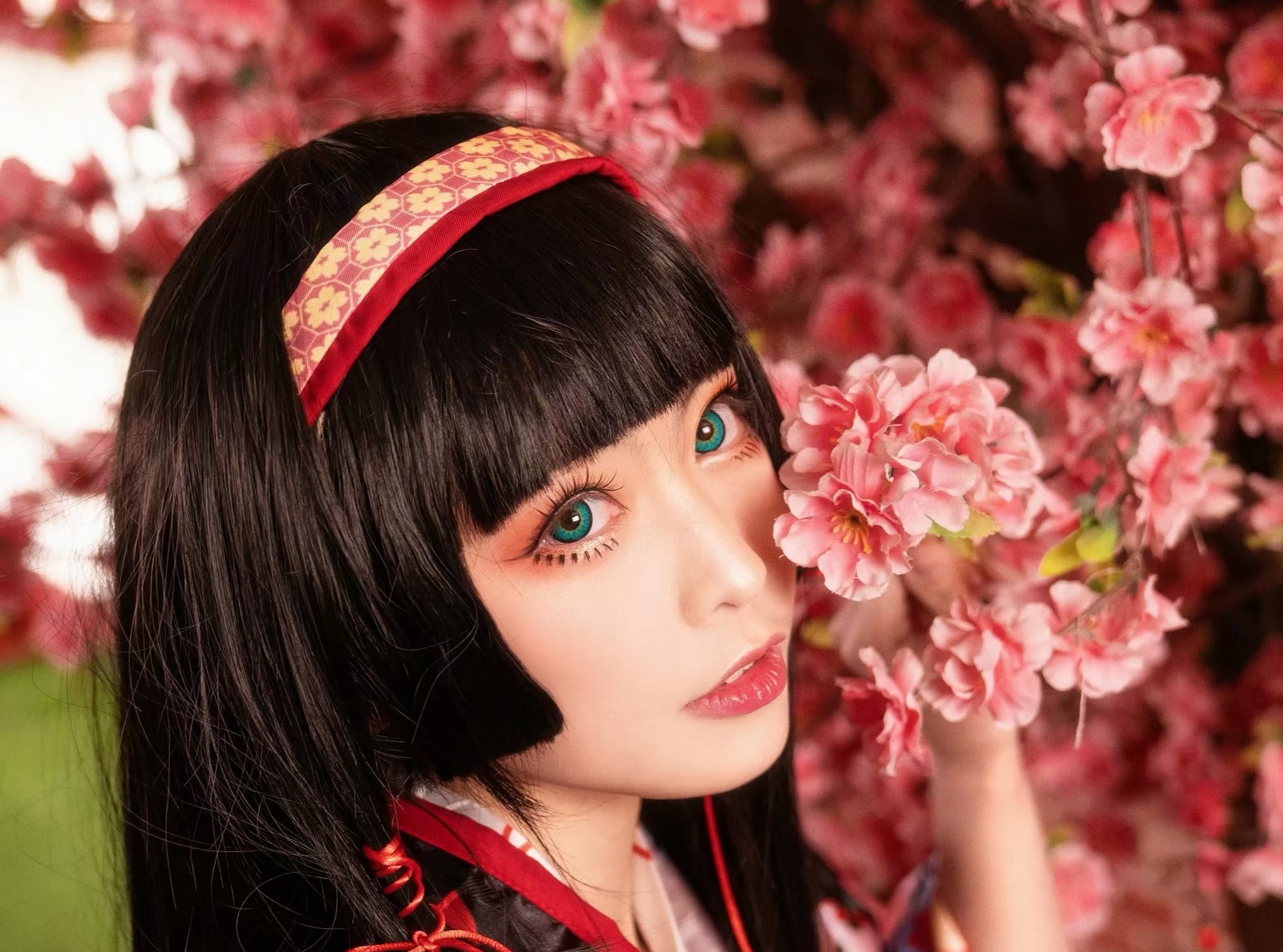 cosplay:「美少女万华镜」莲华和服,确实是标准的黑长直美少女