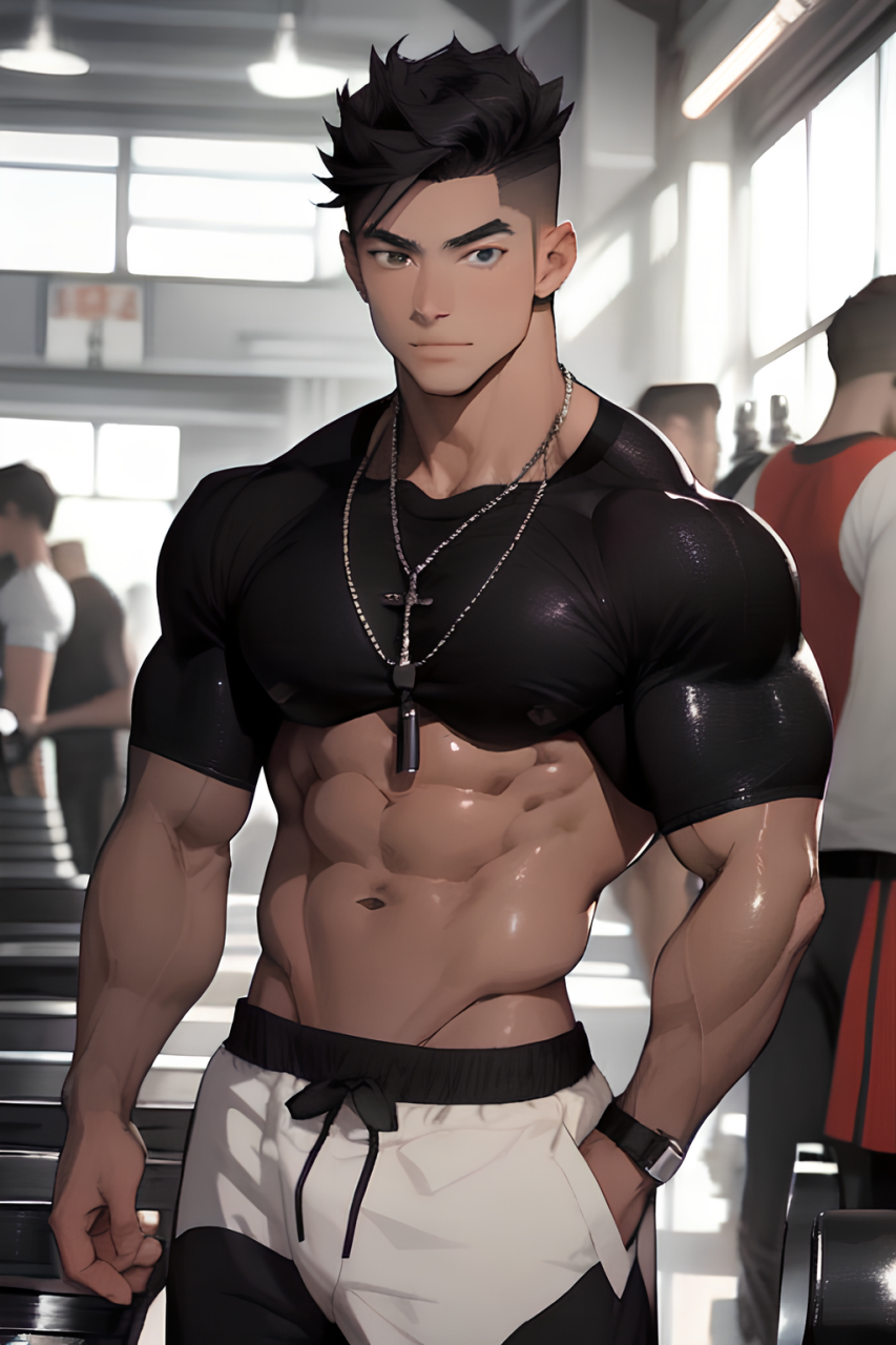 黑色upx肌肉男子#ai绘画# #动漫头像和壁纸# #肌肉型男