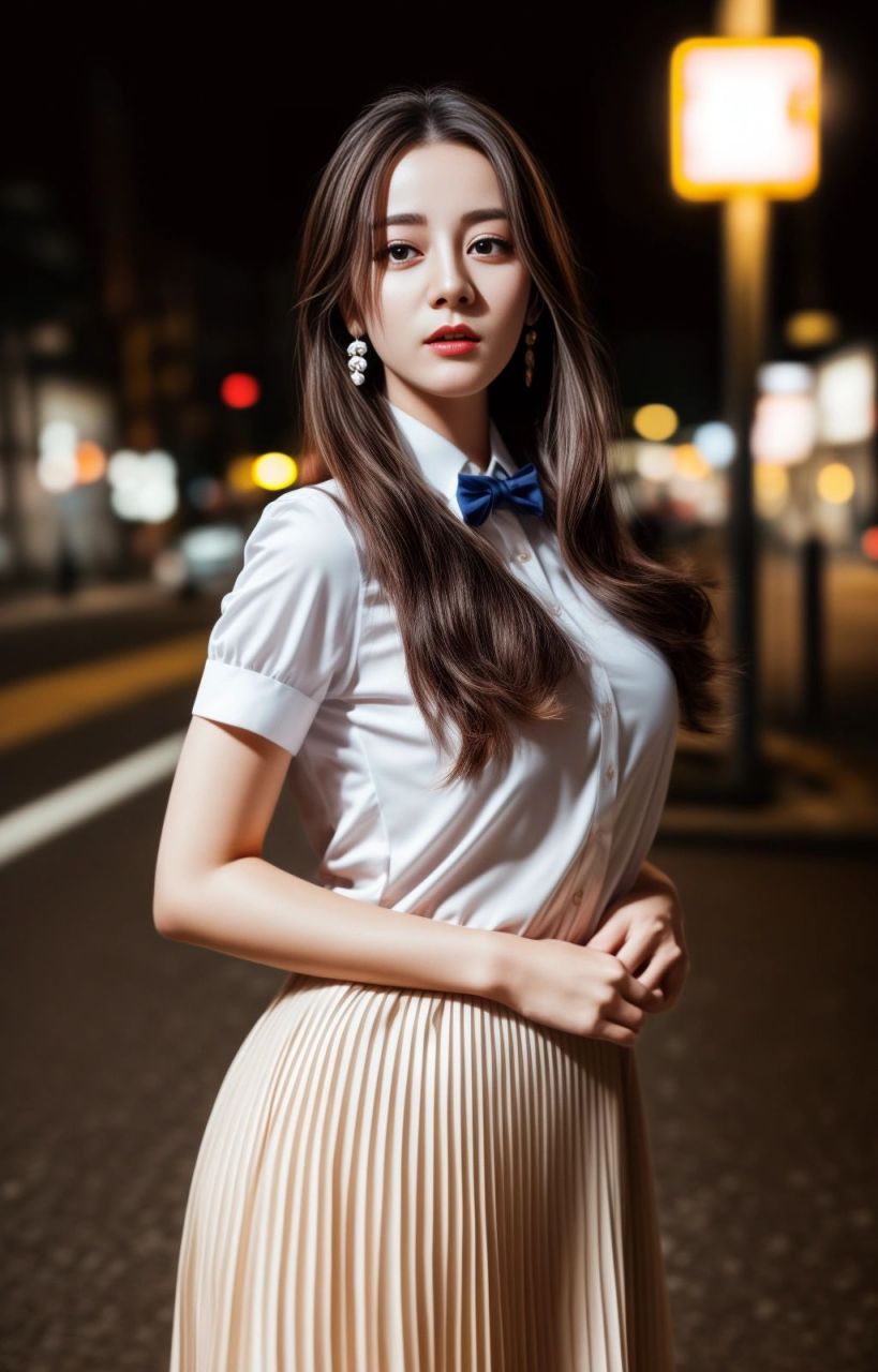 白色校服的少女 像迪丽热巴|||#midjourney[话题]# #ai绘画[话题]