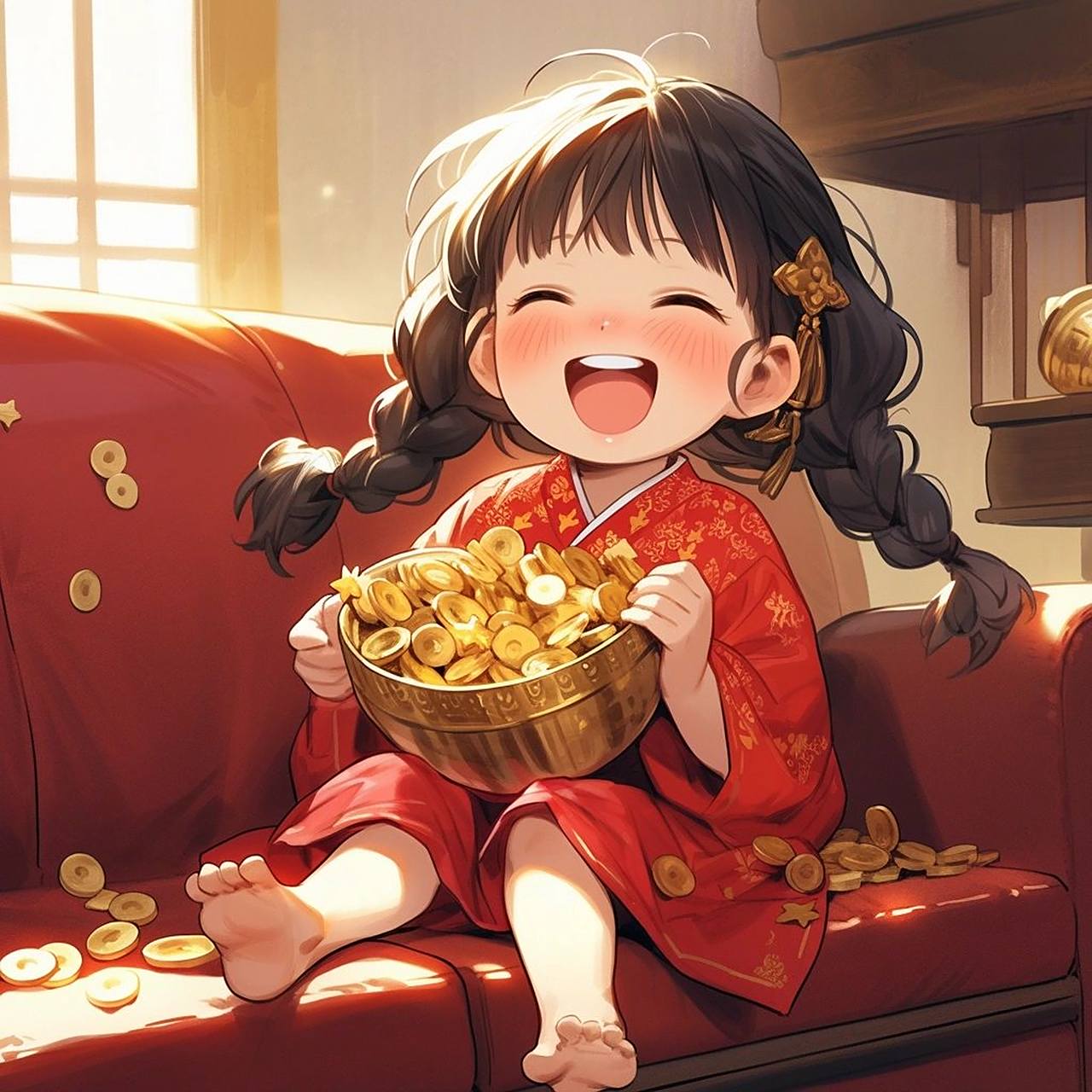 红色系头像:开怀一笑,财运满满.#头像# #微信头像