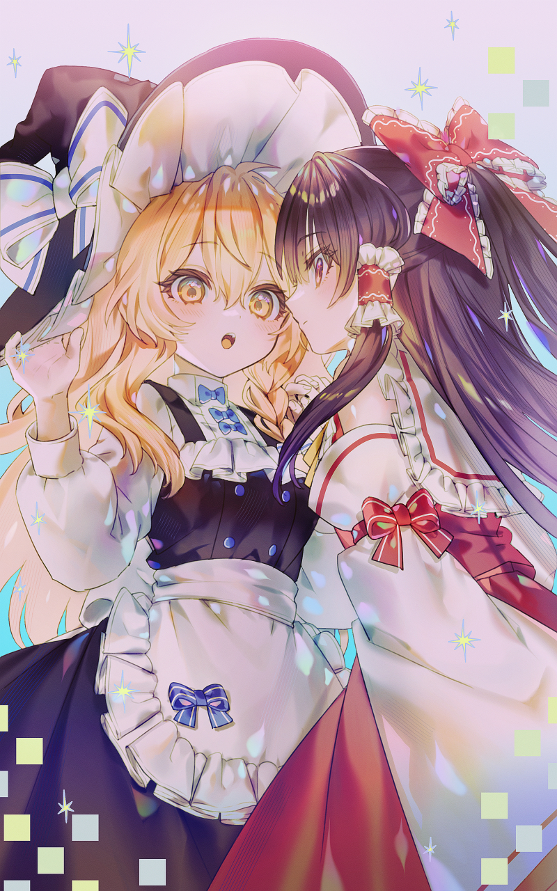 画师:here/^,雾雨魔理沙&博丽灵梦#二次元美图# #我爱二次元# #东方