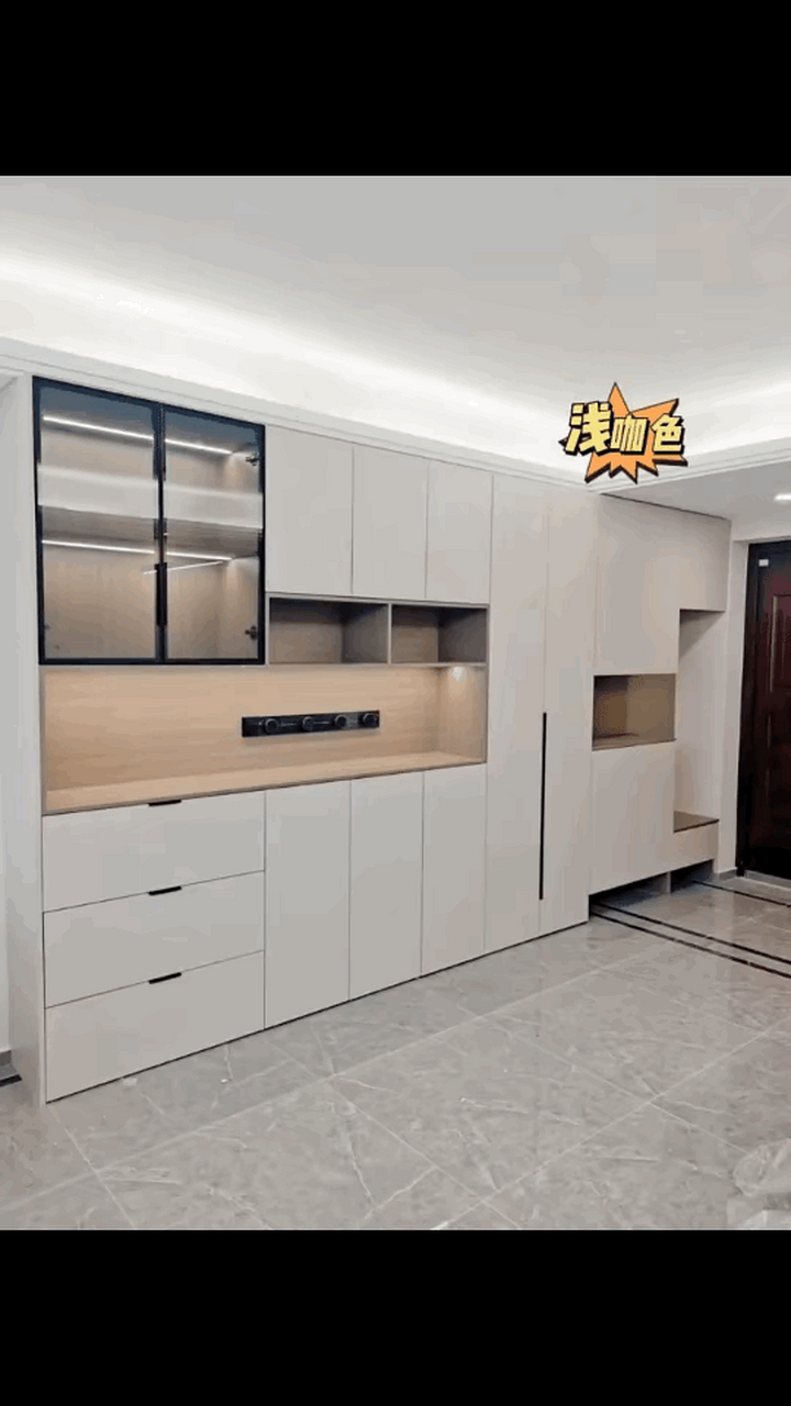 2023年柜子流行就这九种颜色. 一,浅咖色. 二,烟墨灰. 三,子午灰.