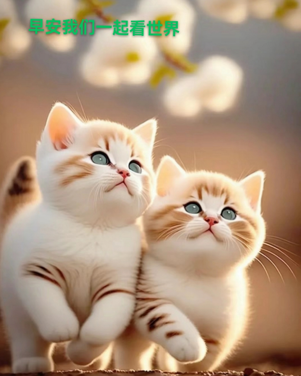 早安心语#  这两个小猫真可爱 能治愈一切不开心 像极了我们向往的