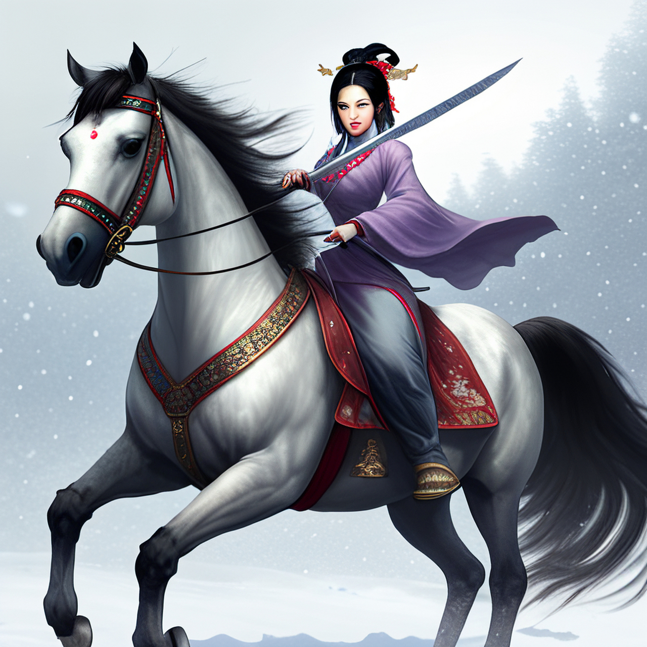 百度涂鸦一格真厉害,ai绘图生成的舞刀弄枪的女侠,飒爽英姿很耐看呀!