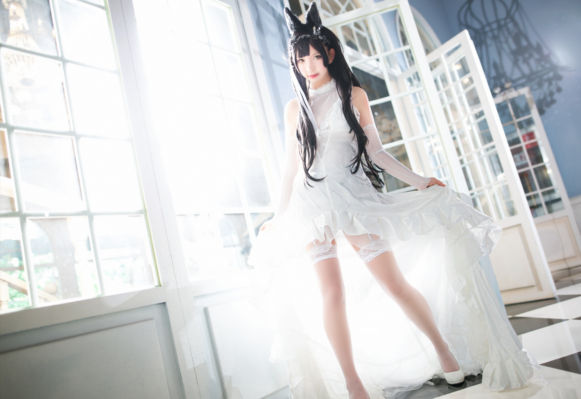 cosplay:纯白花嫁爱岩与她的"白丝"婚纱福利,希望大家会喜欢