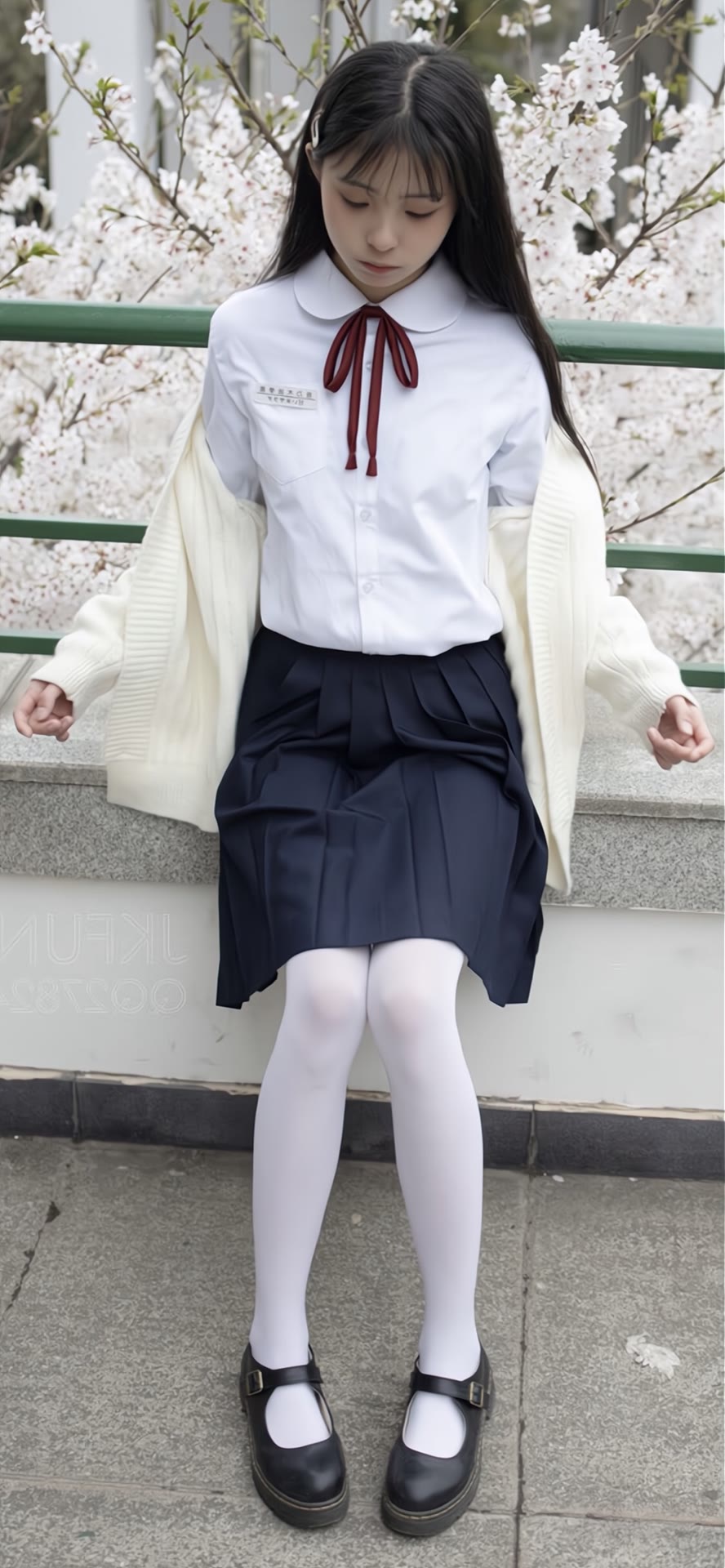 街拍美女,漂亮的学生服小姐姐,毛衣搭配学生服舒适又好看!