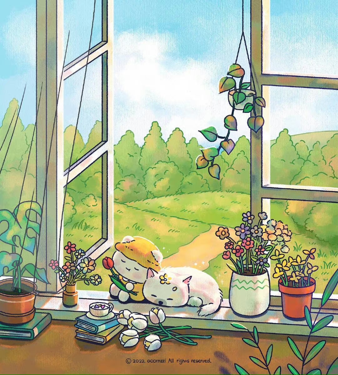 插画师 acornzzi 作品里的春天