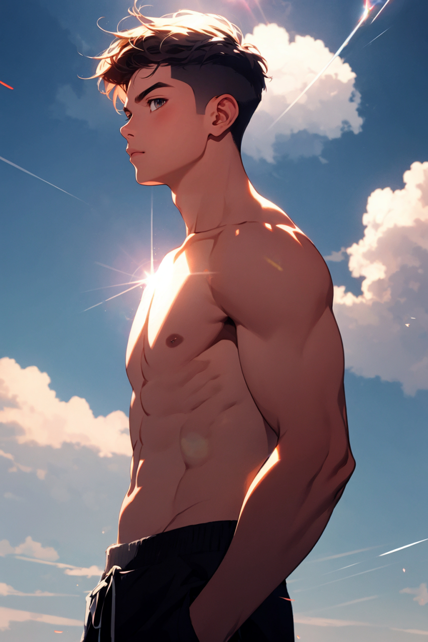 你的阳光腹肌男孩#ai绘画# #动漫头像和壁纸# #腹肌
