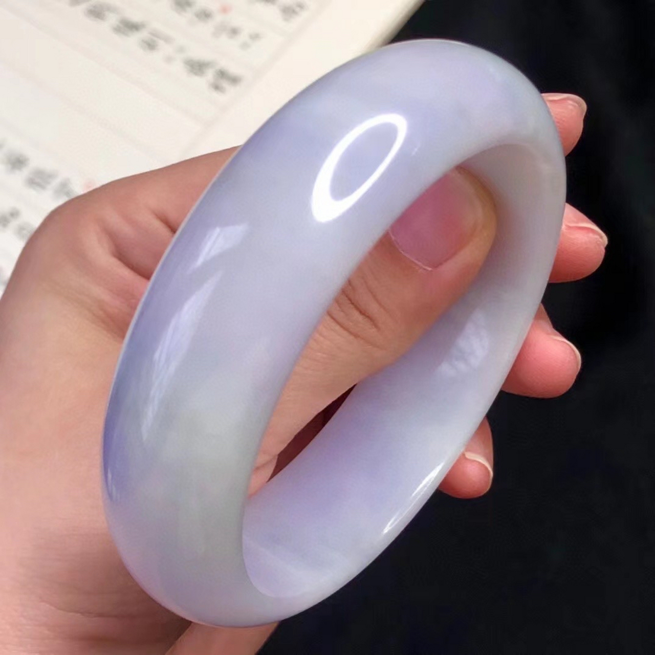 5】9797 天然翡翠紫罗兰手镯 肉质细腻温润,柔美大方 尺寸:18.