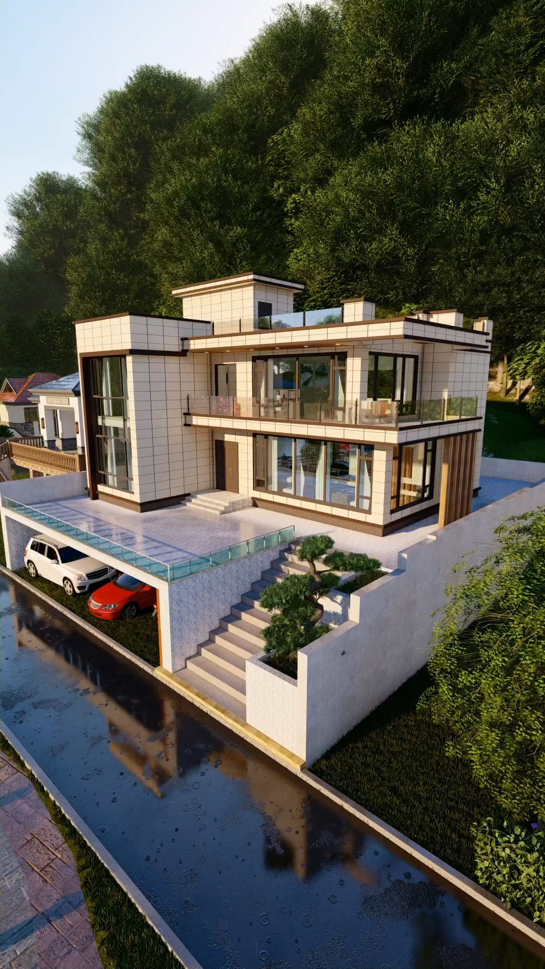 农村自建房别墅设计农村坡地建房下面做个架空层方便实用