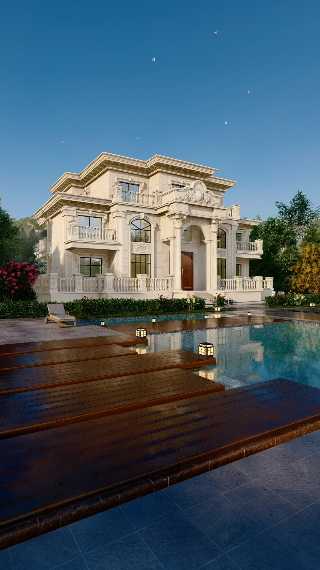 别墅设计图纸推荐一款对称式五开间欧式豪华大别墅占地227平米