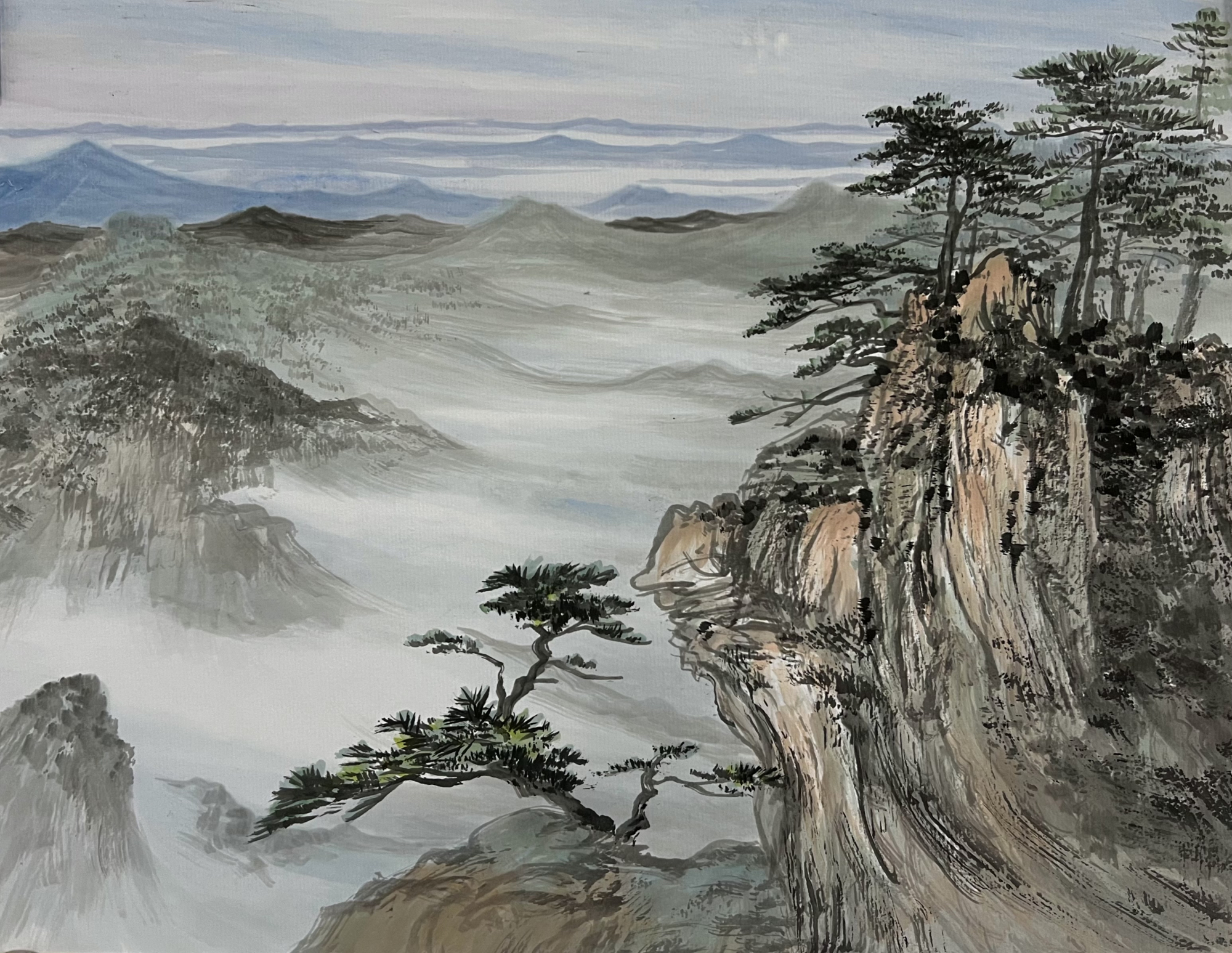 殿堂画家韩书阁笔下的泰山雄姿