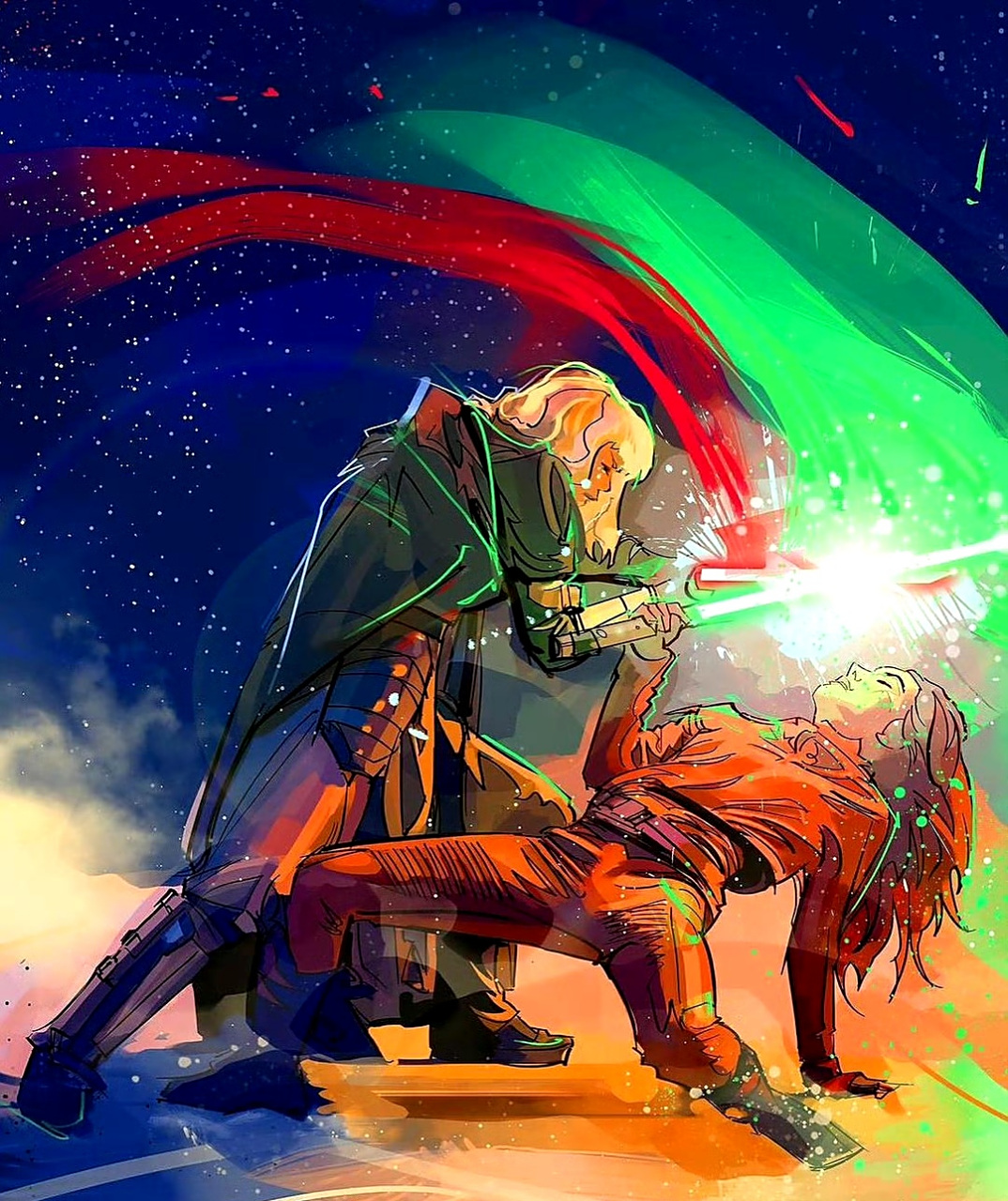 一组星战美剧《阿索卡》同人卡通绘画作品欣赏,展现了萨宾与阿索卡