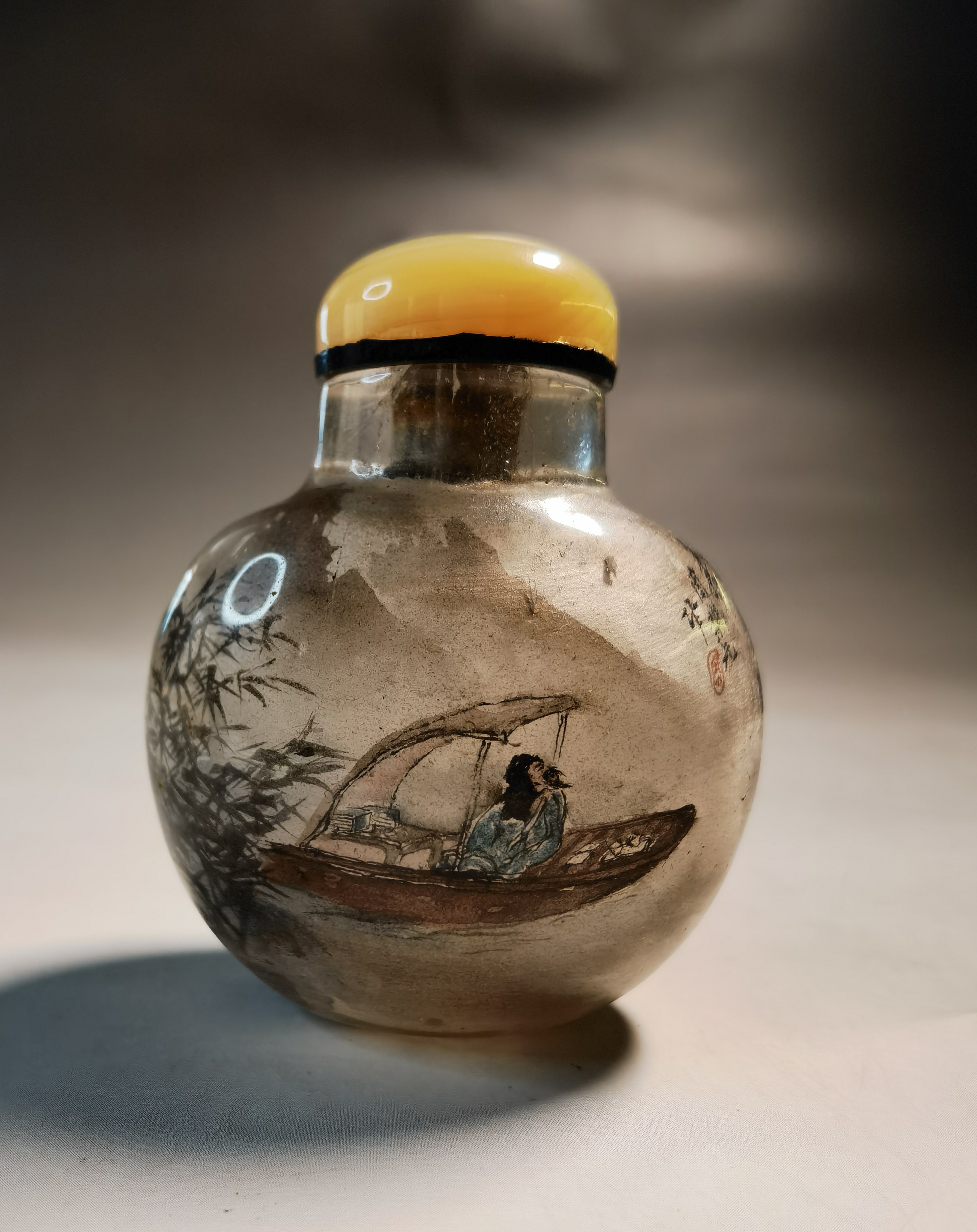 光绪周乐元水晶人物故事内画鼻烟壶