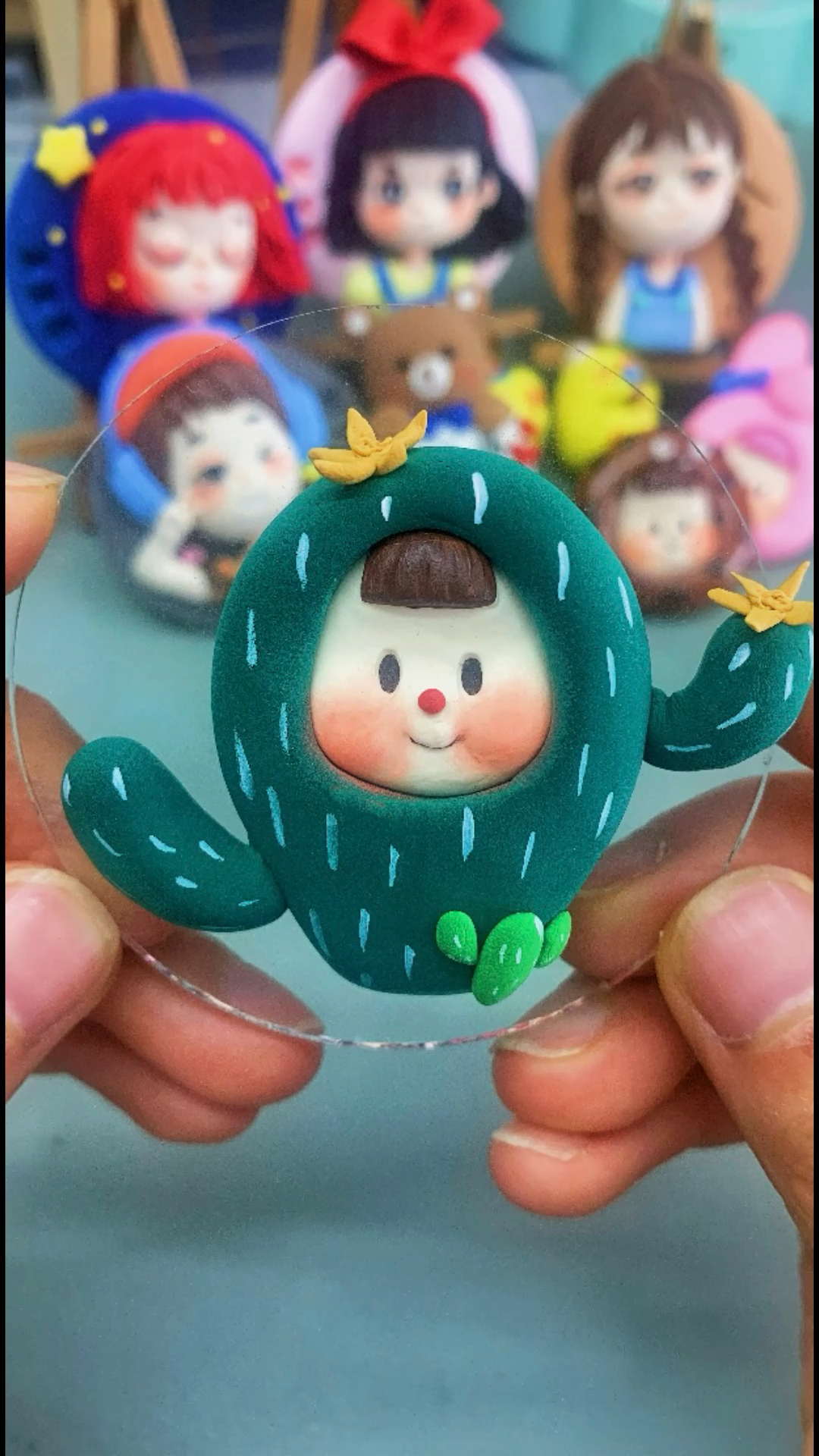 每日一多多妹粘土冰箱贴之仙人掌手工教程-度小视