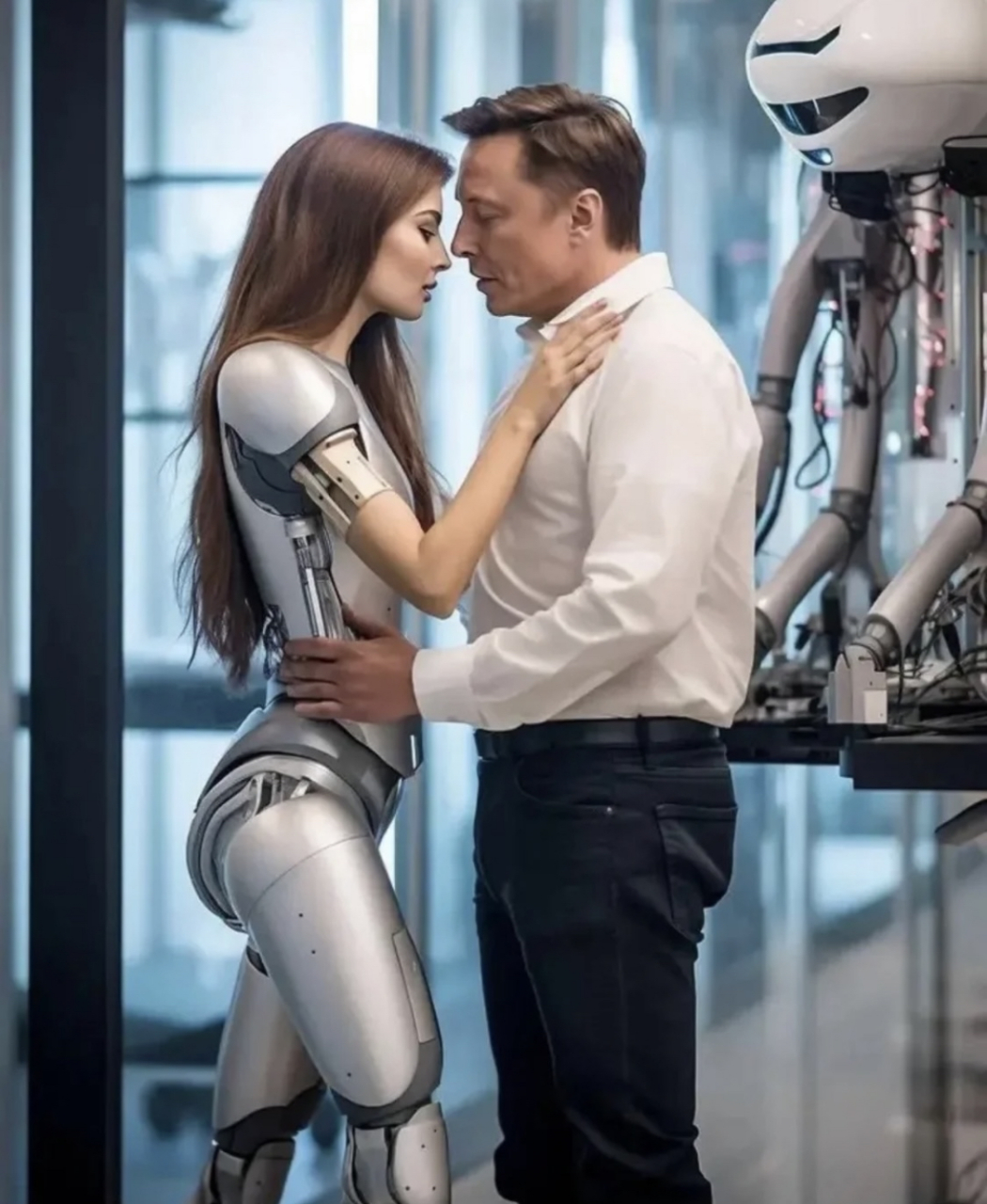 如图,马斯克最近发布的特斯拉机器人升级版,然后就看到马斯克kiss他