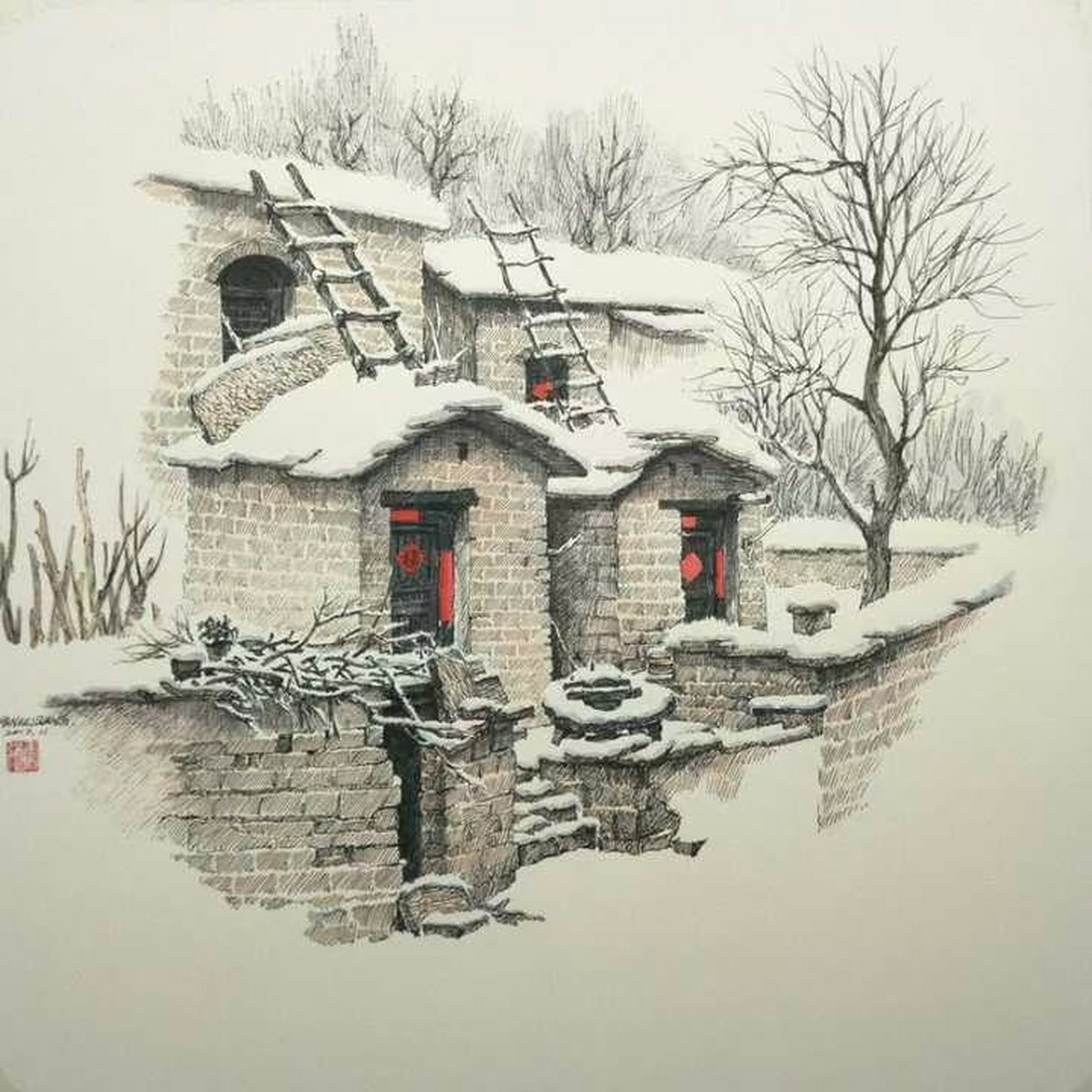 韩秀强钢笔画