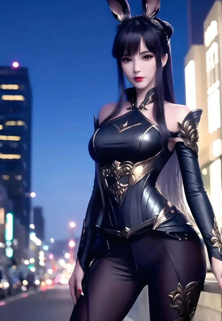 美图分享#小舞~黑衣皮裤