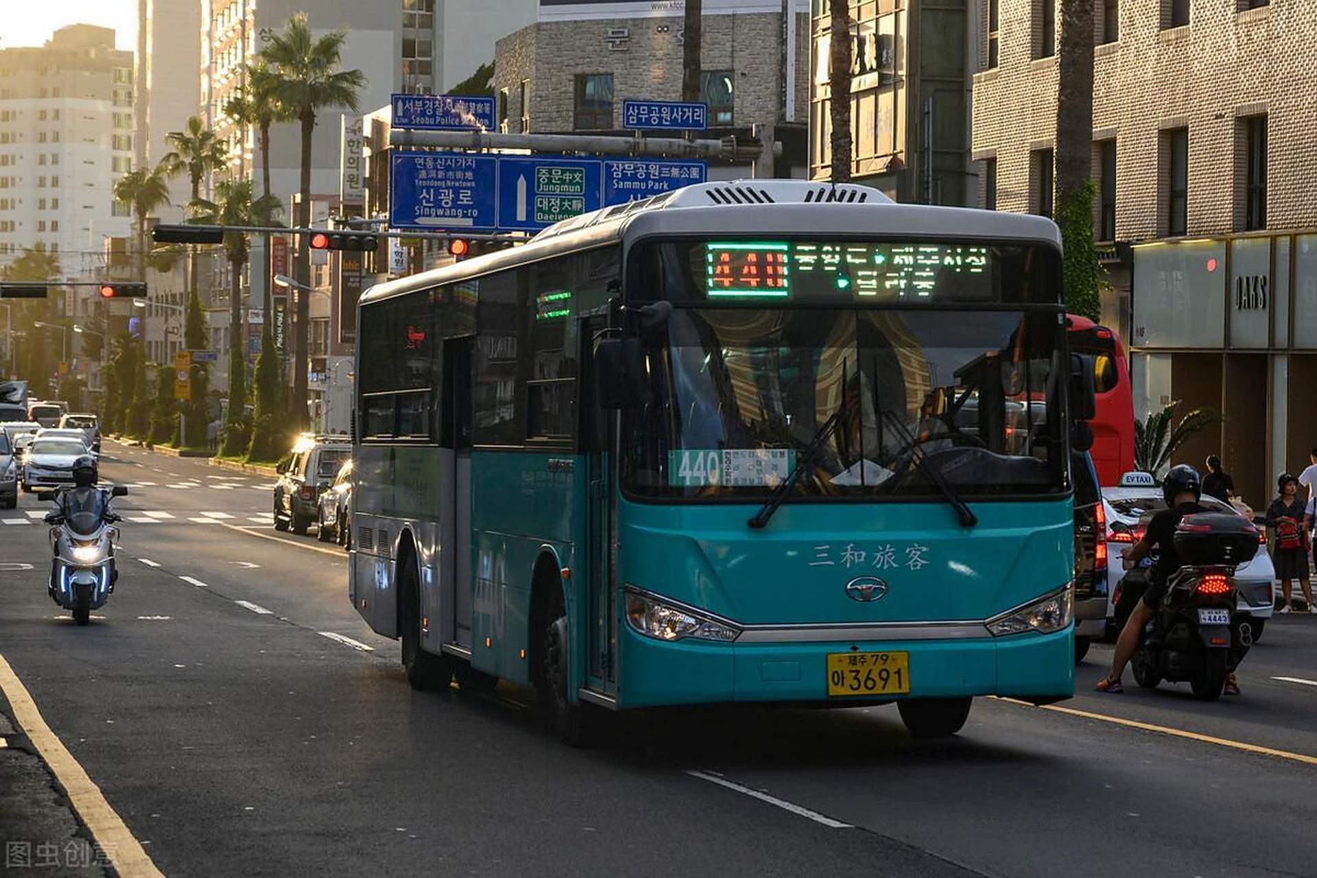 韩国公交车的行程路线,有些去程和来程路线是不一样,所以一定要确认要