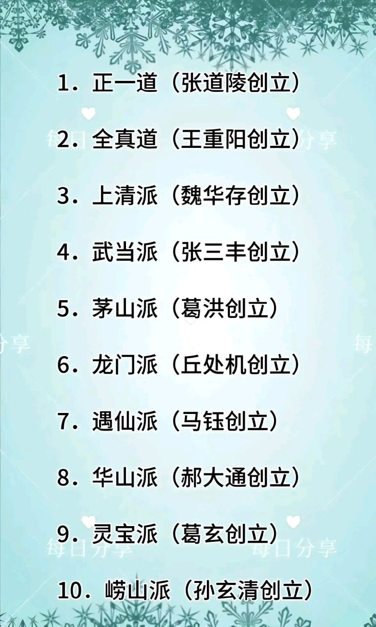最牛的还是王重阳,不仅自已创立了全真派,他的七大
