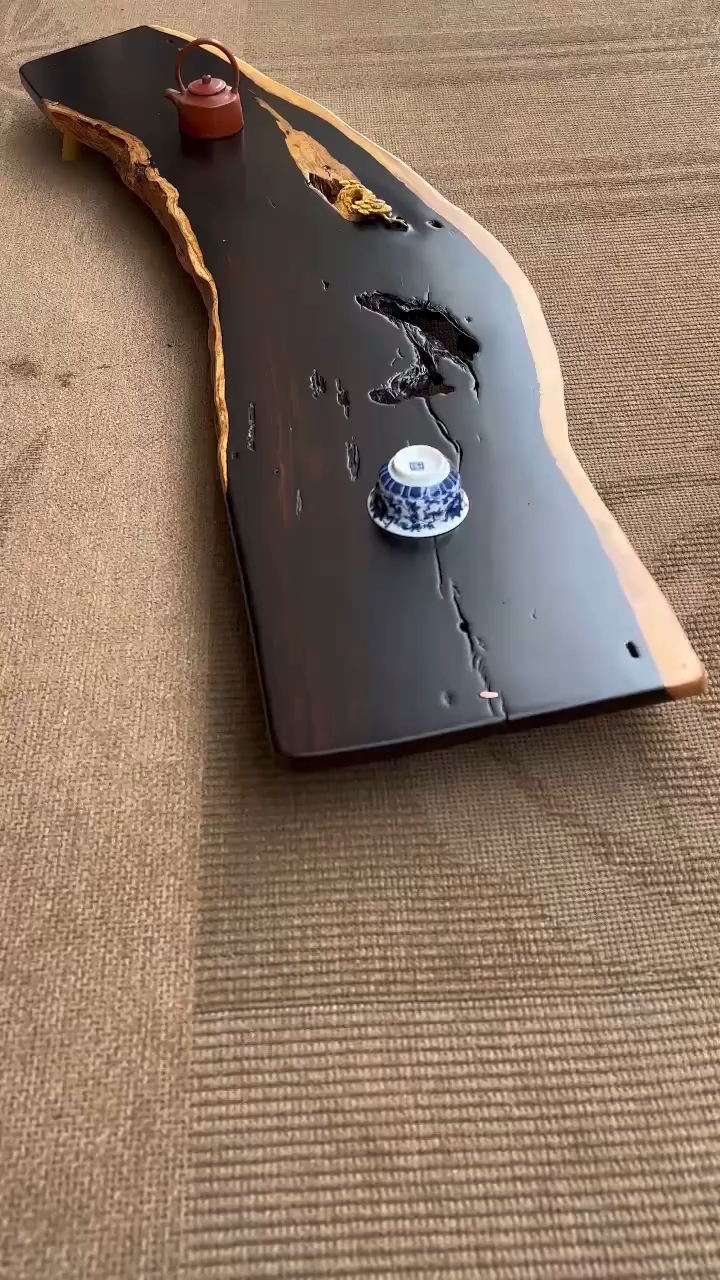 迎客松紫光檀干泡茶盘