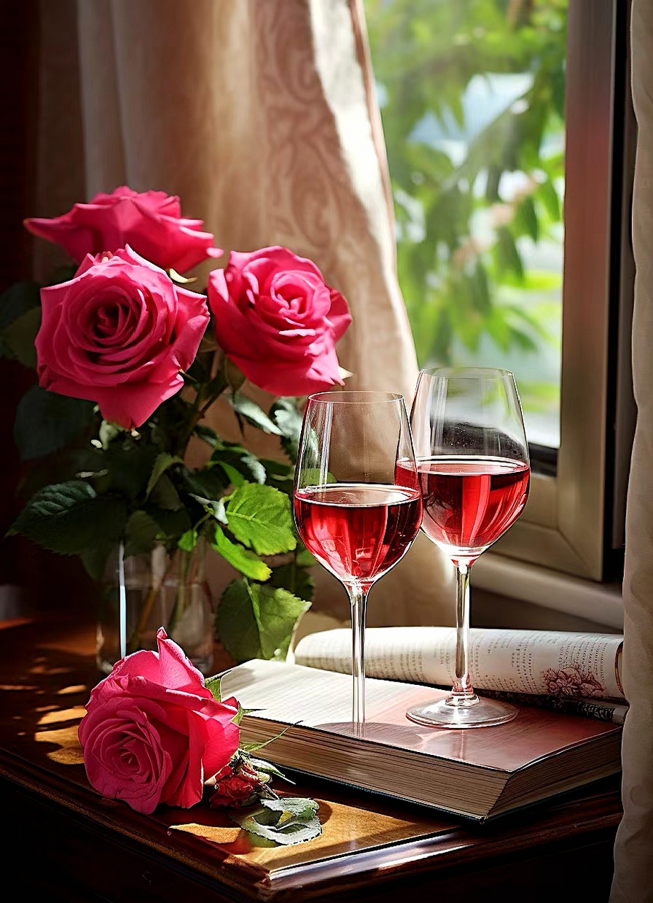 葡萄酒与玫瑰花!#休闲生活