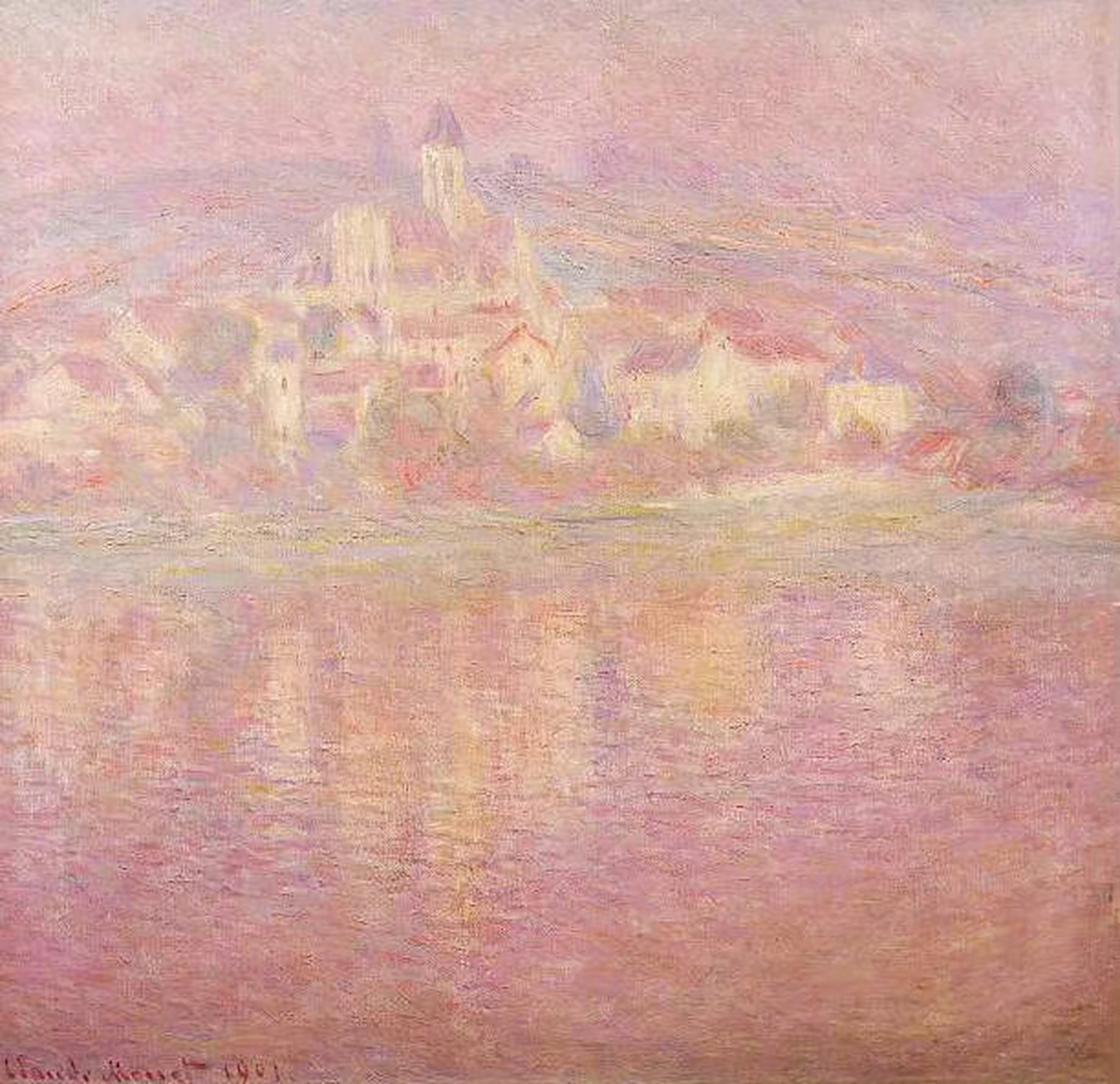 莫奈笔下的粉,粉而不腻,眼睛眯起来看!#画画# #油画# #绘画