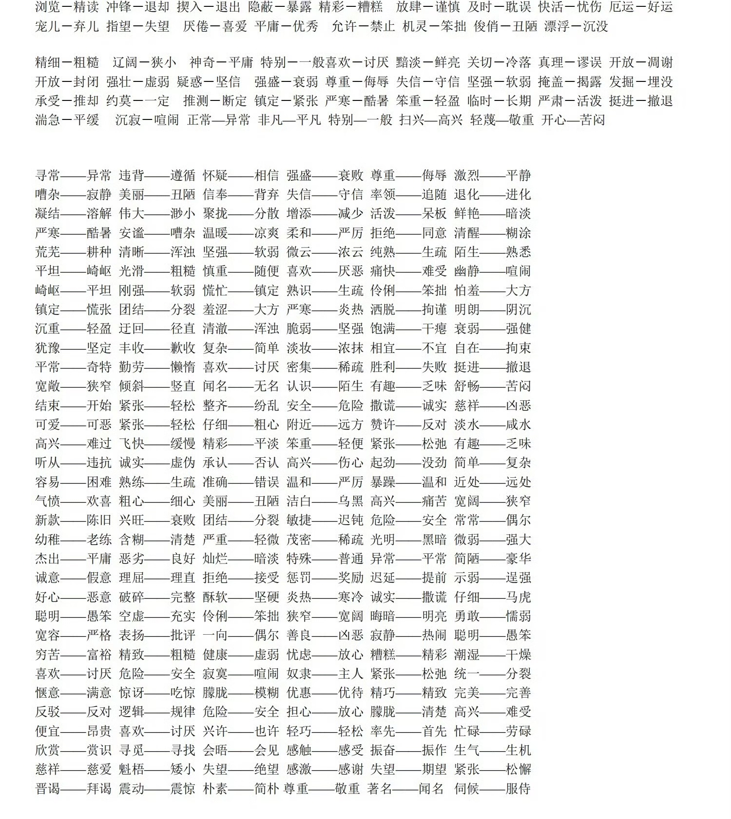六年级上册语文反义词(人教版六年级上册语文反义词)  第1张