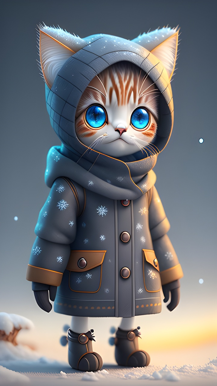 雪地里的喵喵,手机壁纸[比心][比心] #猫咪# #二次元美图#  #动物