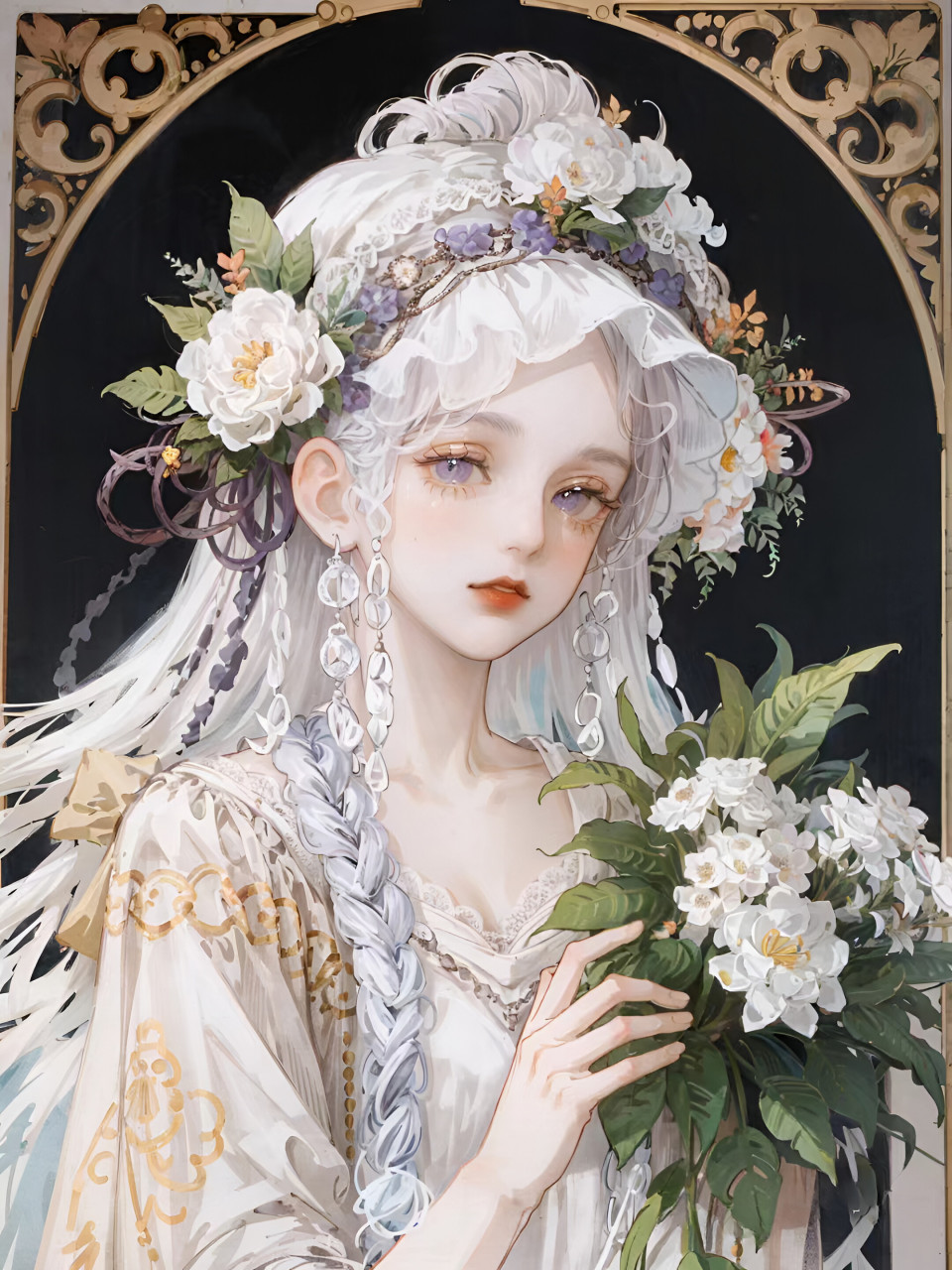 穆夏风神明少女 #二次元# #ai绘画