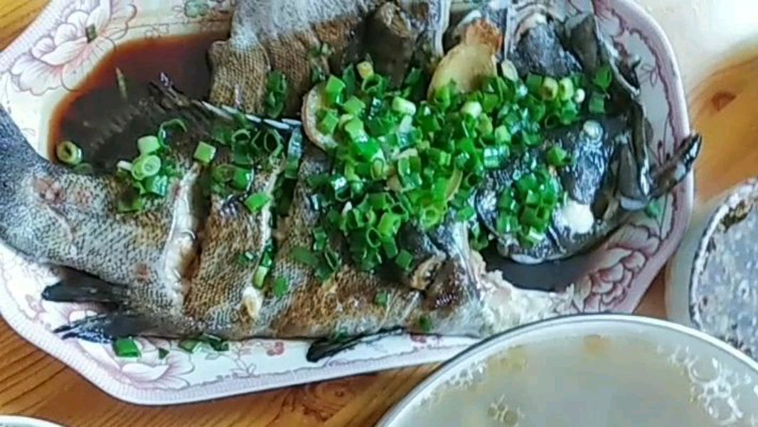 清蒸石斑鱼.豆芽.爆炒小肠.海蛎豆腐汤