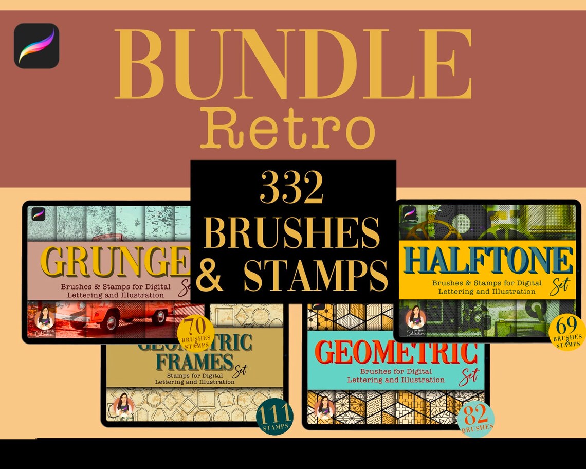 332 Vintage Retro Procreate Brush Bundle.jpg