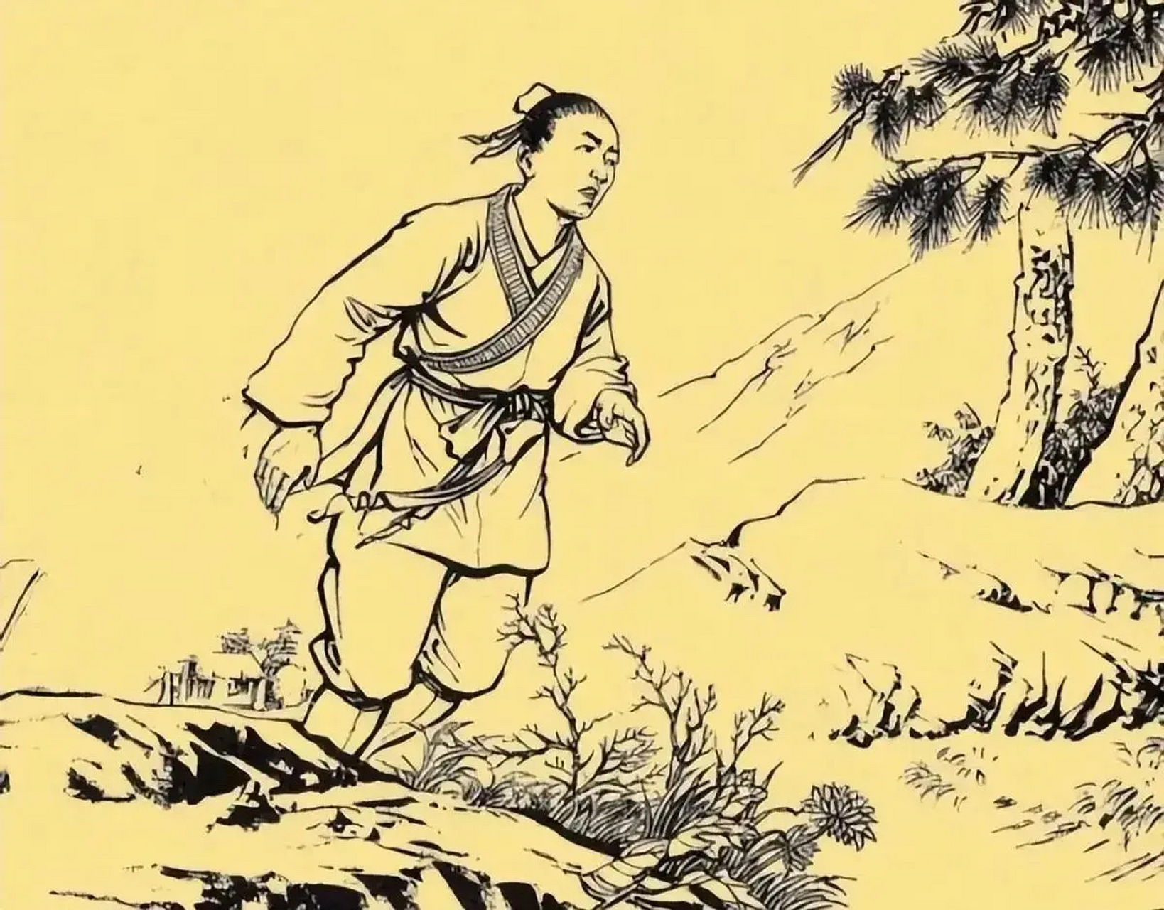 古时,一光棍在山中砍柴,遇到一只恶狼攻击一个貌美的年轻女子.