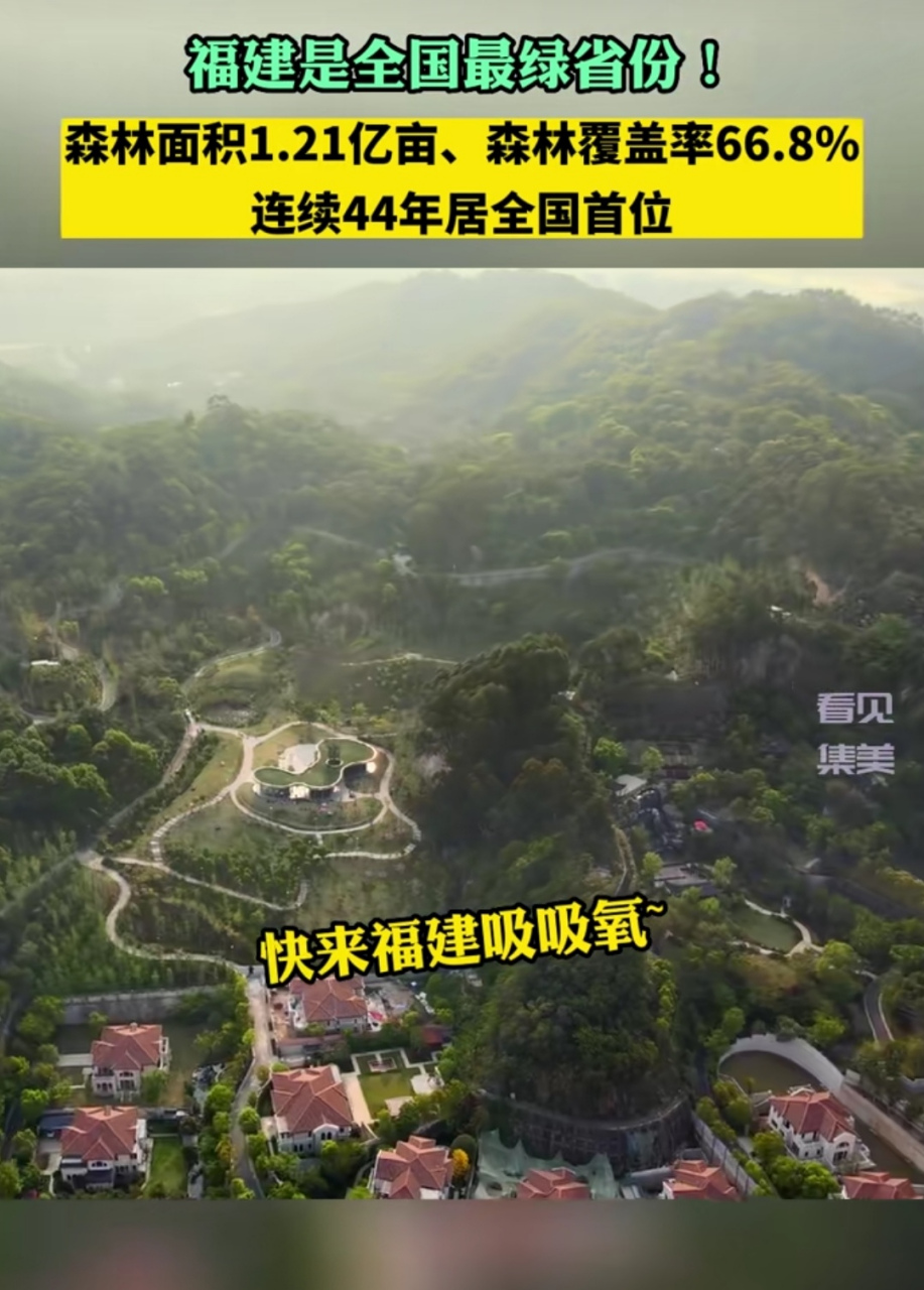 福建是全国最绿省份,森林面积1.21亿亩,森林覆盖率66.