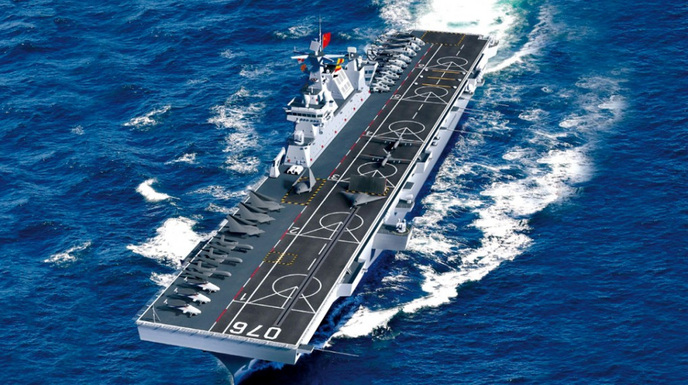 中国076型两栖攻击舰已经开工建设,有望搭载最新型歼35隐身战机.