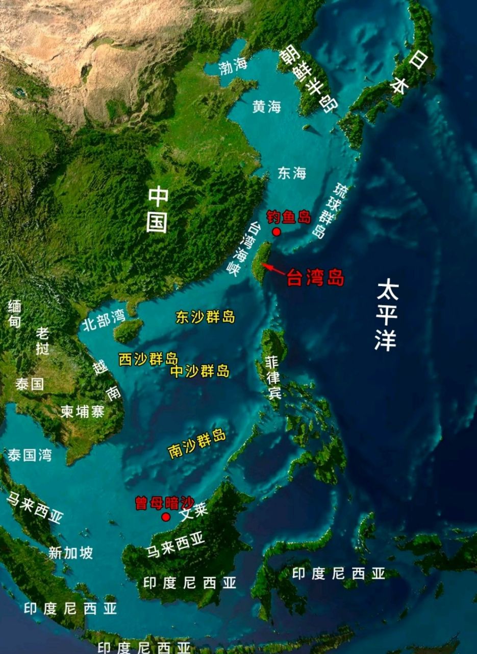 台湾岛地理位置示意图