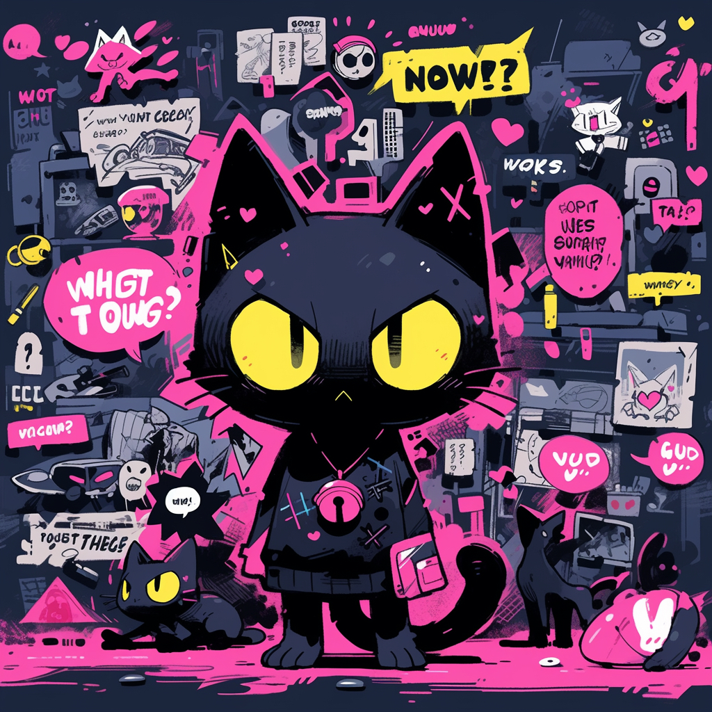 涂鸦小黑猫|原创|潮流icon|潮玩