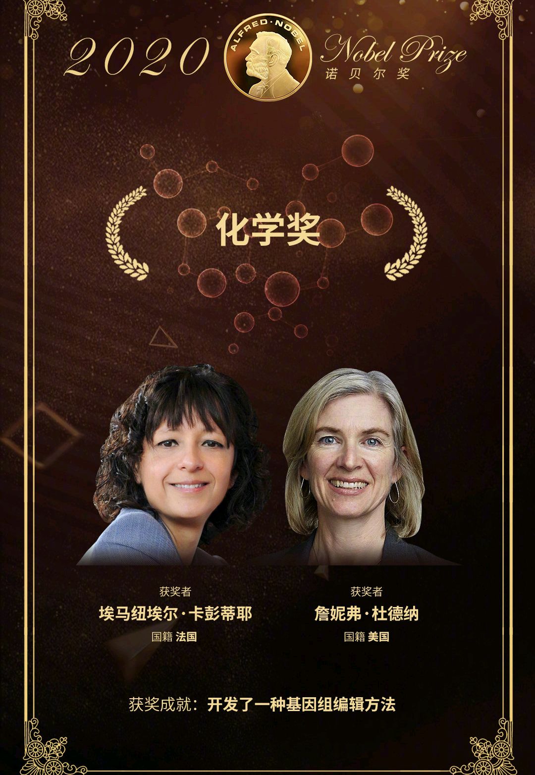 2020年诺贝尔化学奖揭晓