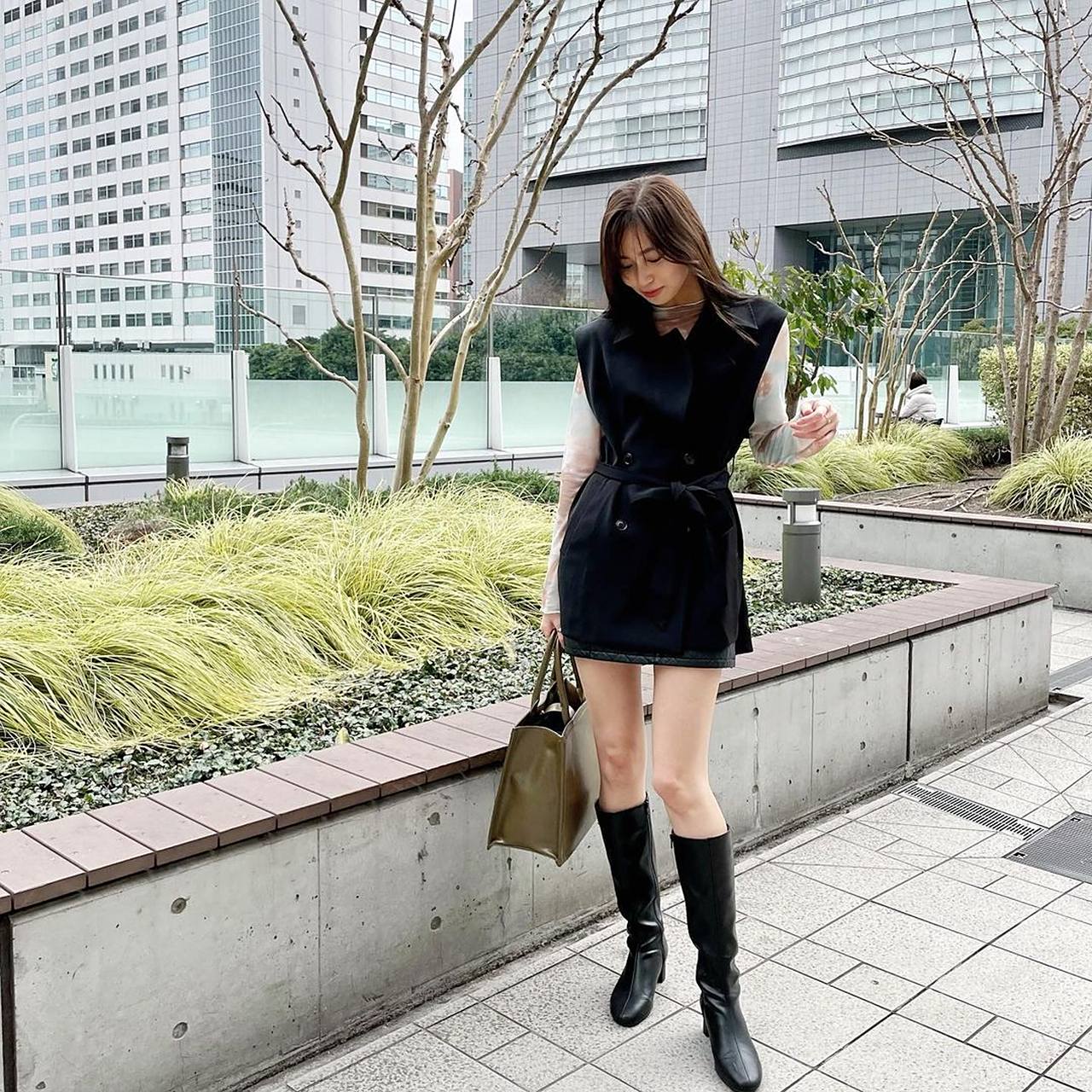 轻熟女长筒靴穿搭分享